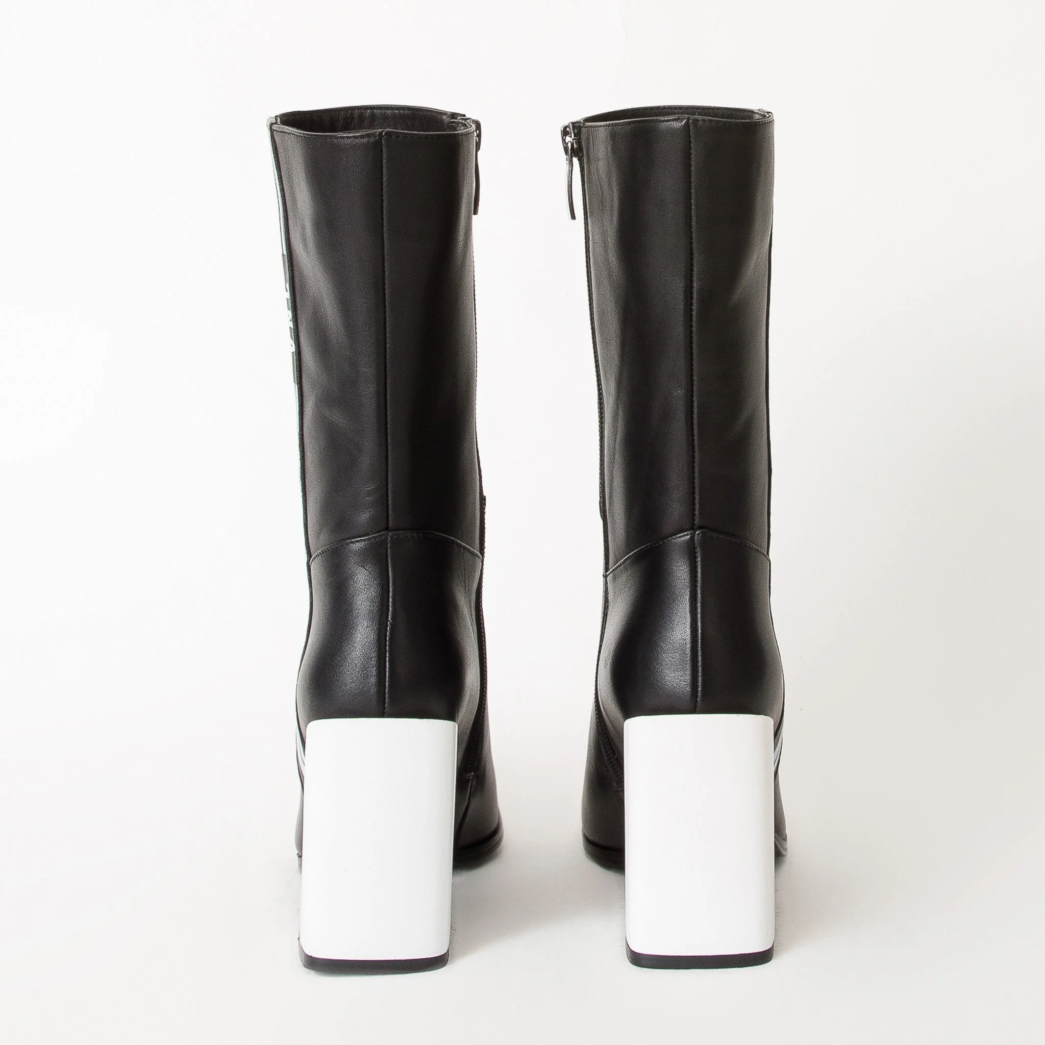 The Loretto Black Leather Block Heel Mid Calf Women Boot - Image 3