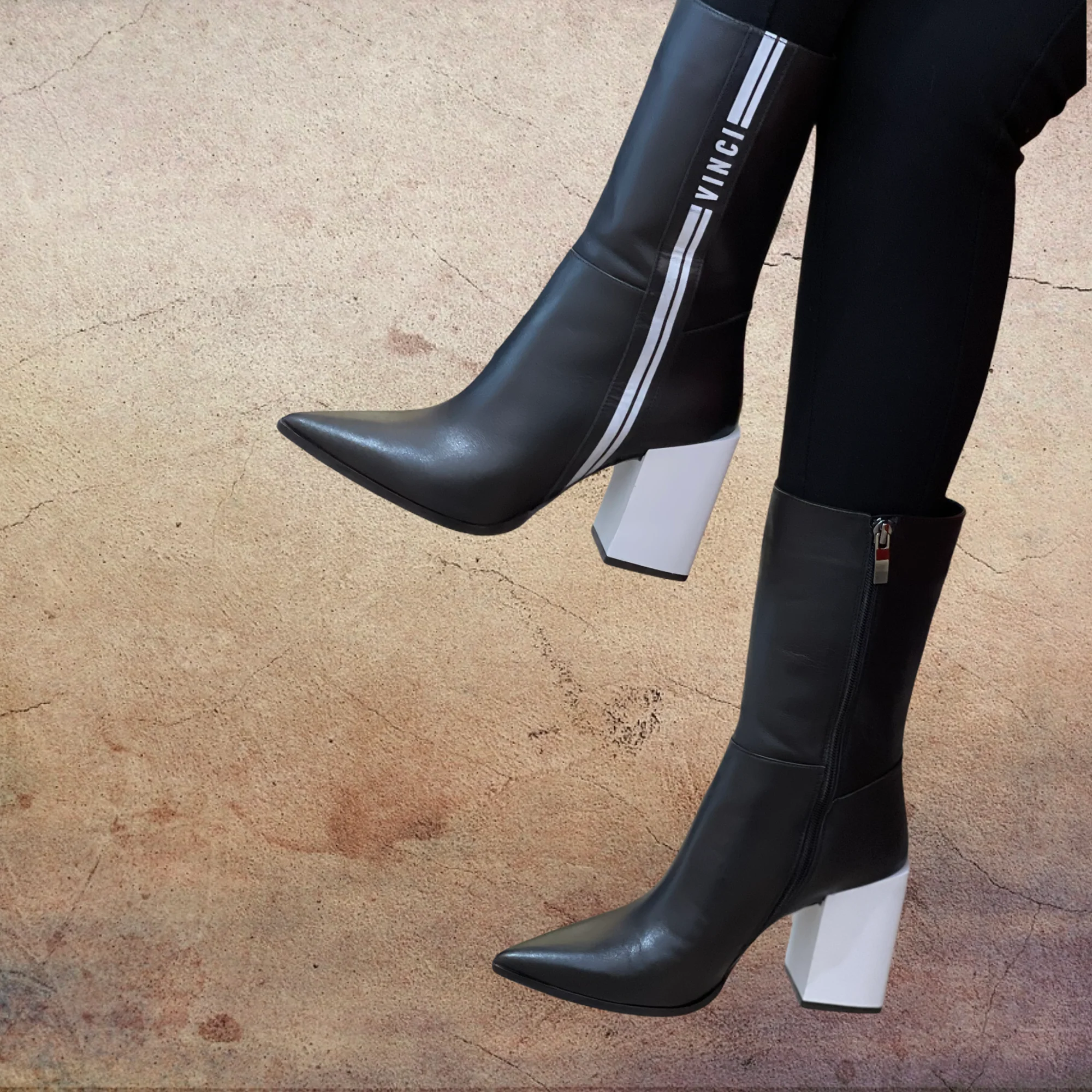 The Loretto Black Leather Block Heel Mid Calf Women Boot - Image 5