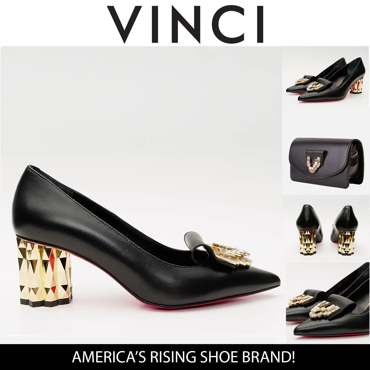 The Love Black Leather Block Heel Pump Women Shoe - Image 5