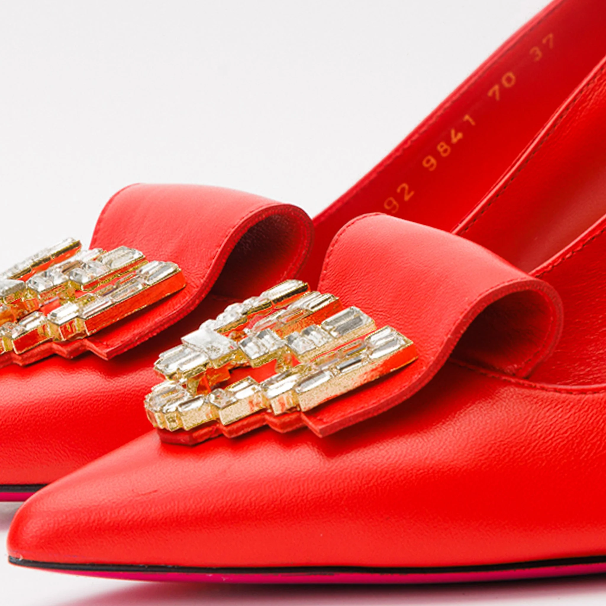 The Love Red Leather Block Heel Pump Women Shoe - Image 4