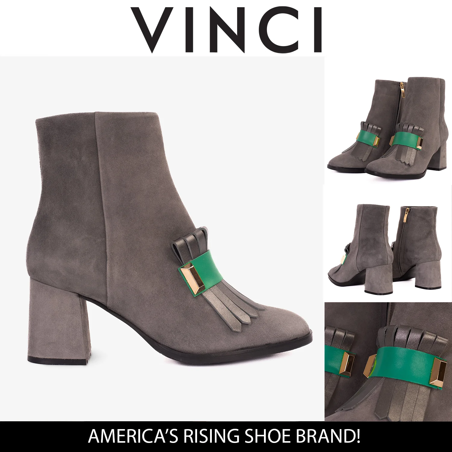 The Luksor Grey Suede Leather Block Heel Women Boot - Image 6