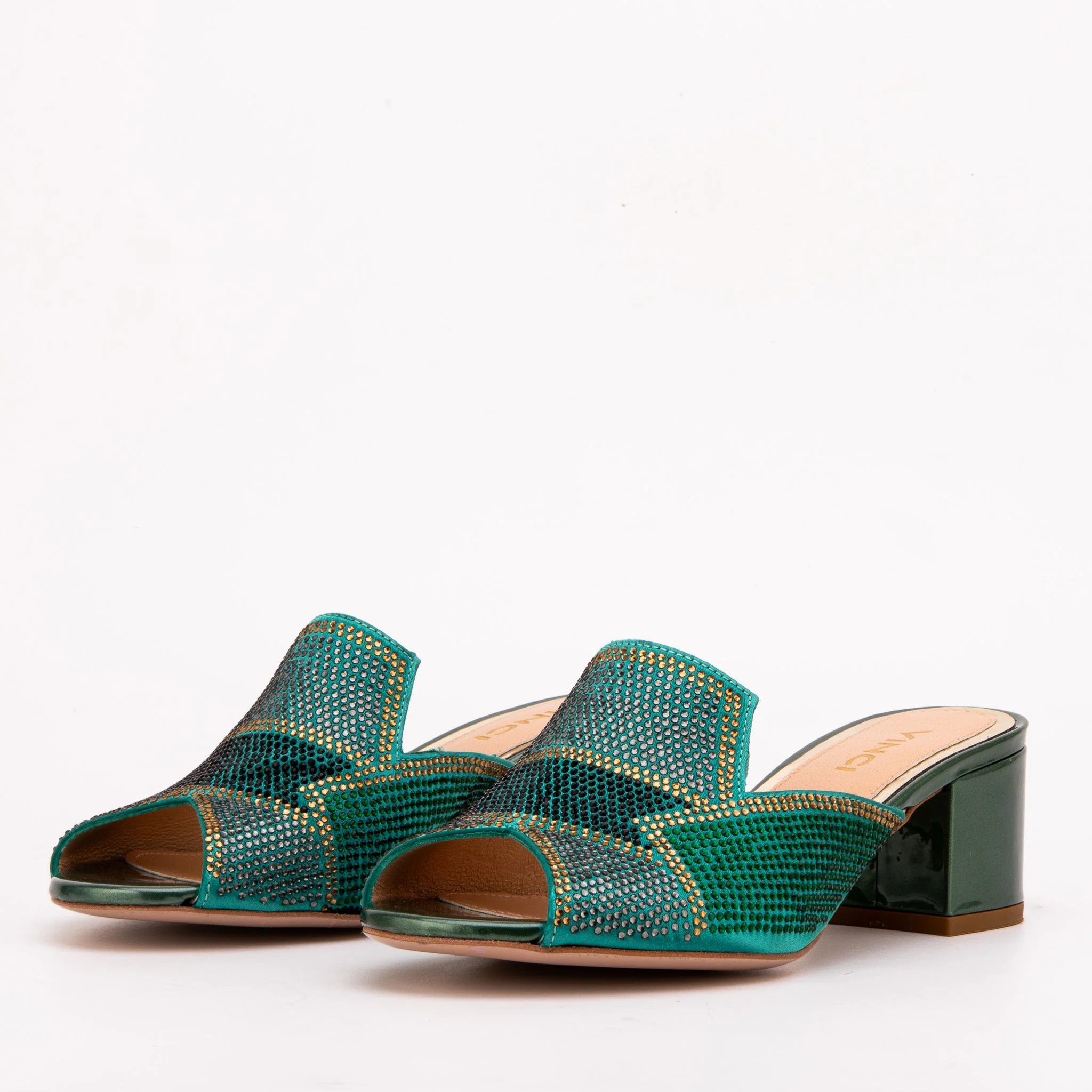 The Magnolia Green Glitter Leather Women Sandal - Image 2