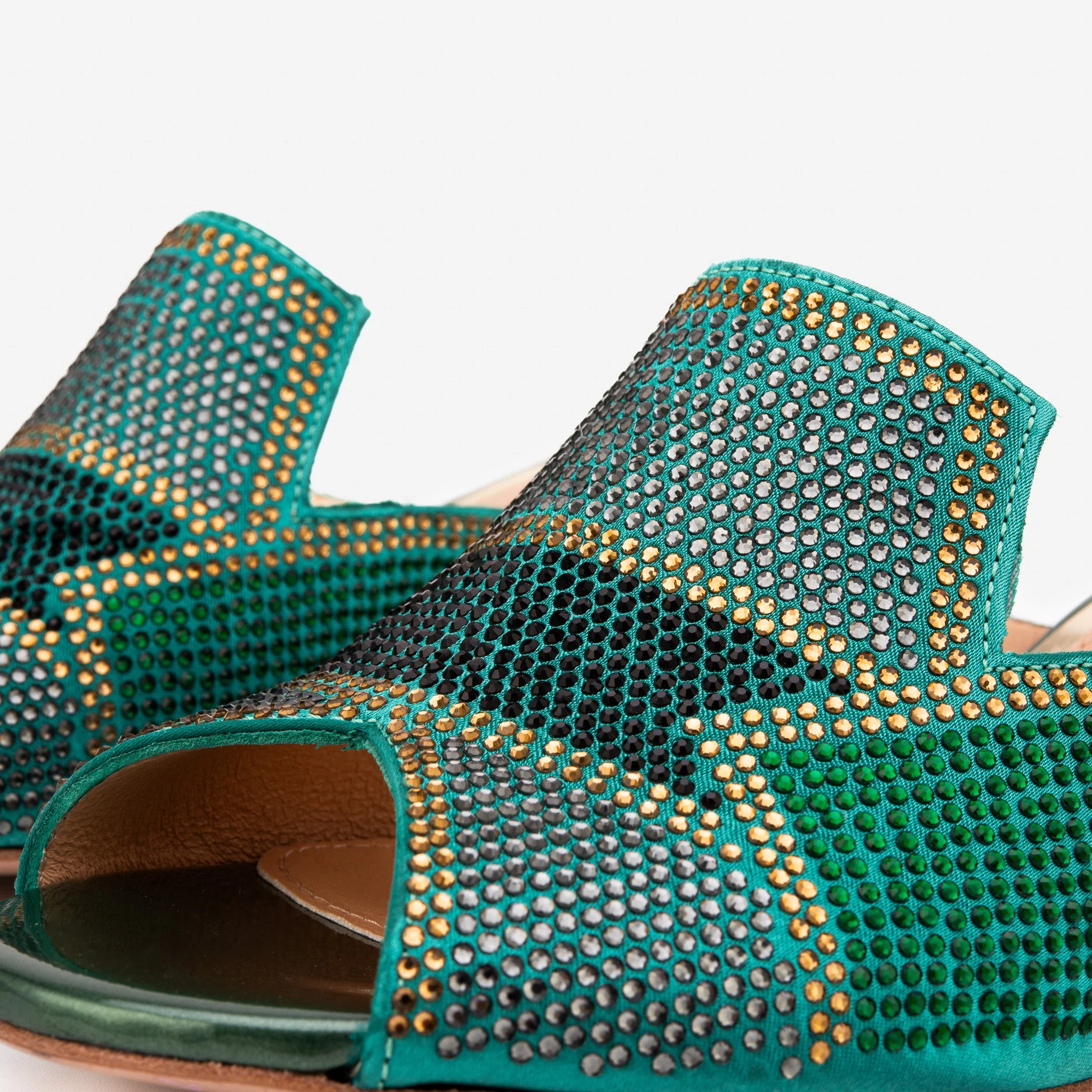 The Magnolia Green Glitter Leather Women Sandal - Image 3