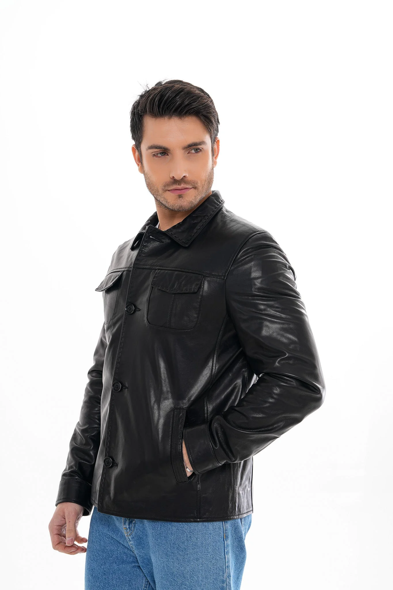 The Mantua Black Leather Jacket - Image 2