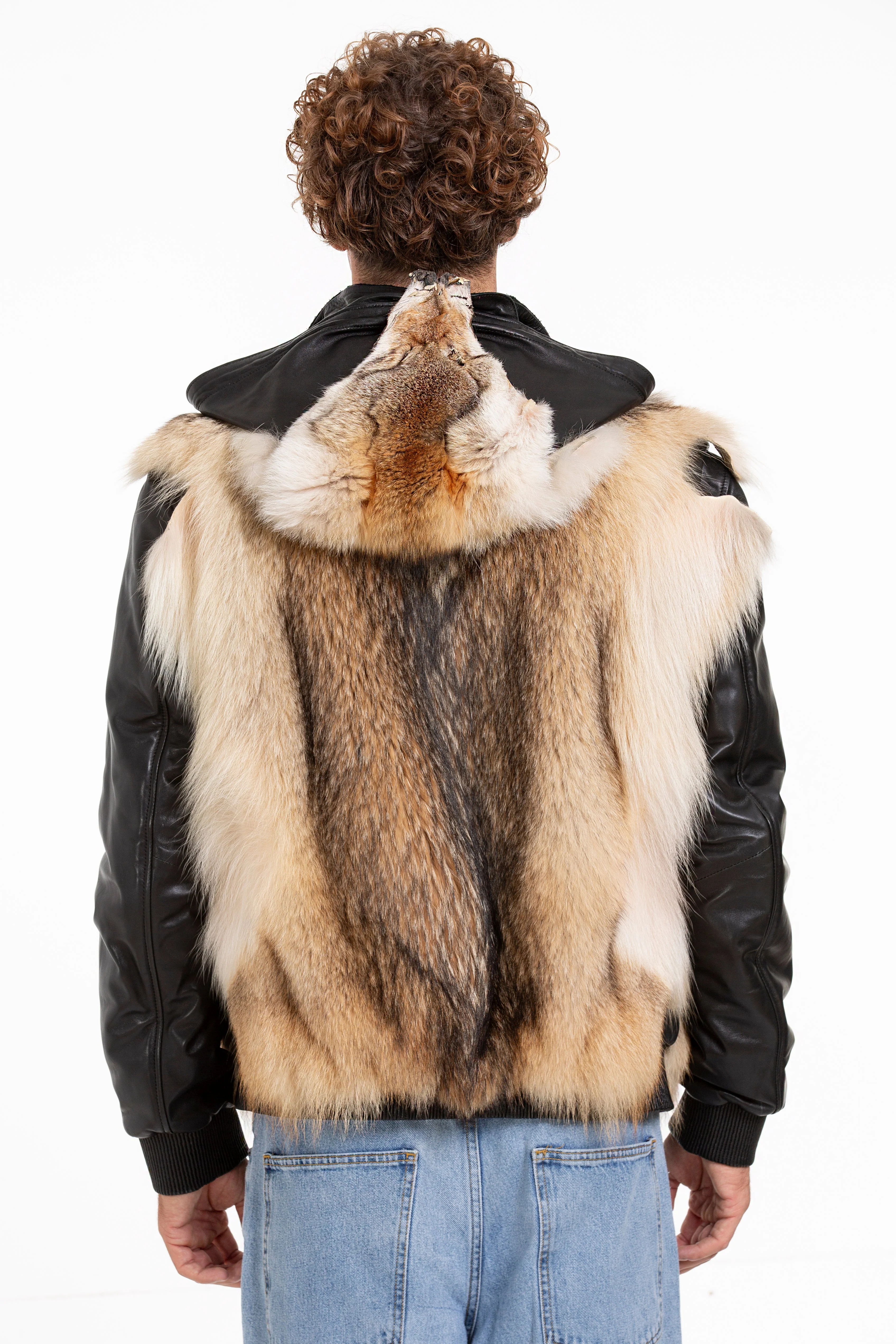 The Melbourne Pure Wolf Fur Leather Black Men Jacket - Image 5