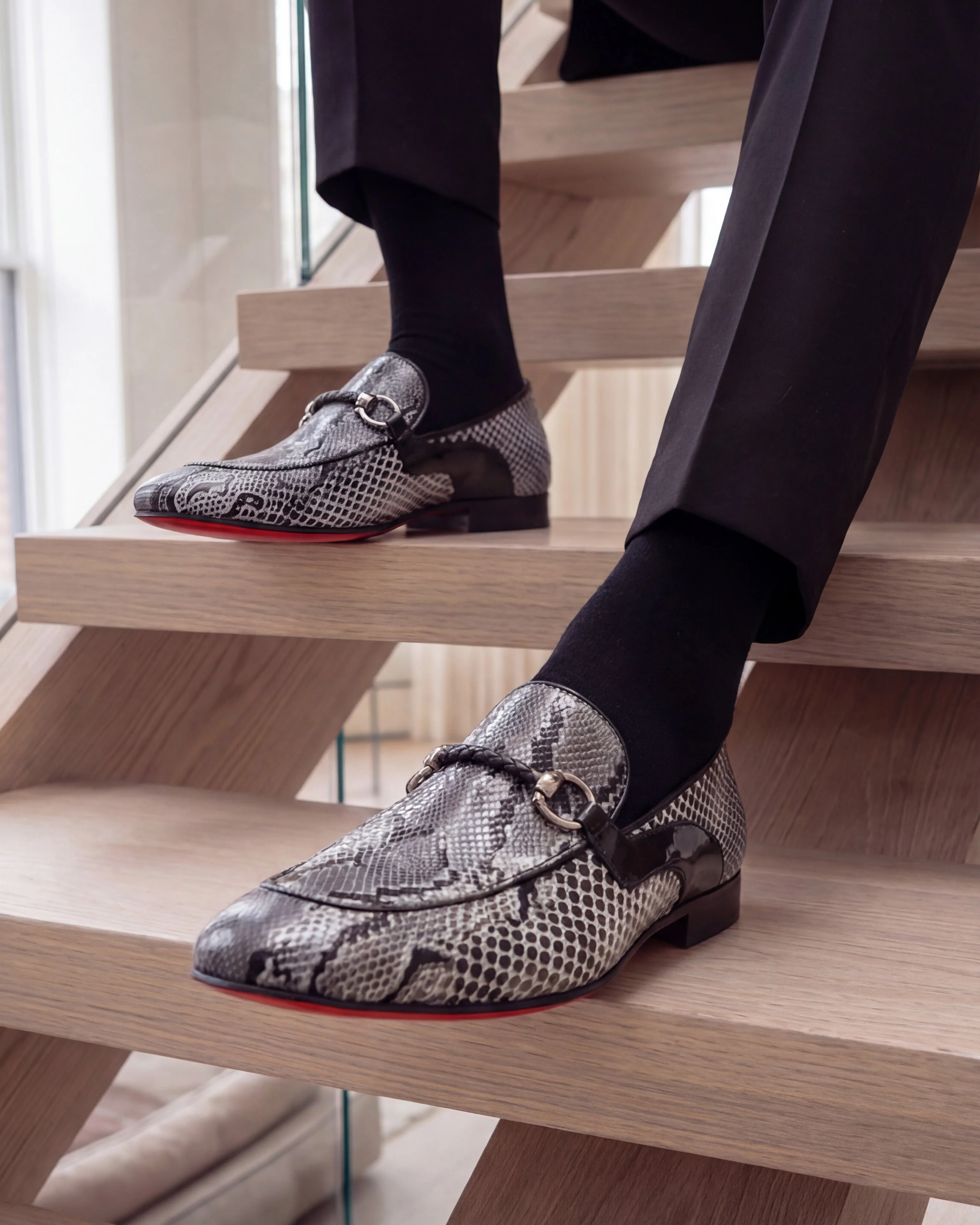 The Milano Black/White Shoe Bit Loafer Men  shoe - Image 9