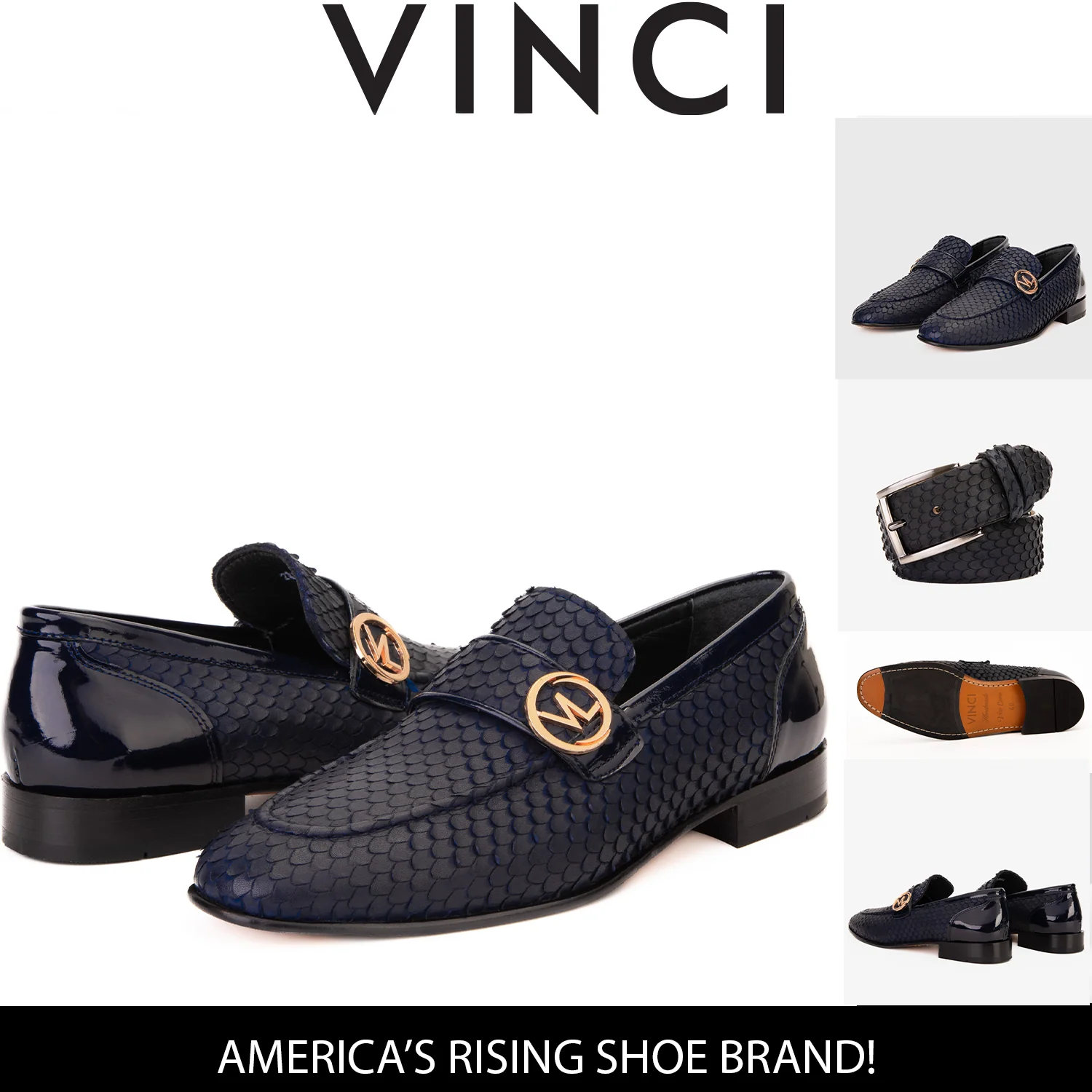 The Monarch Navy Blue Leather Men Dress Shoe - Image 13