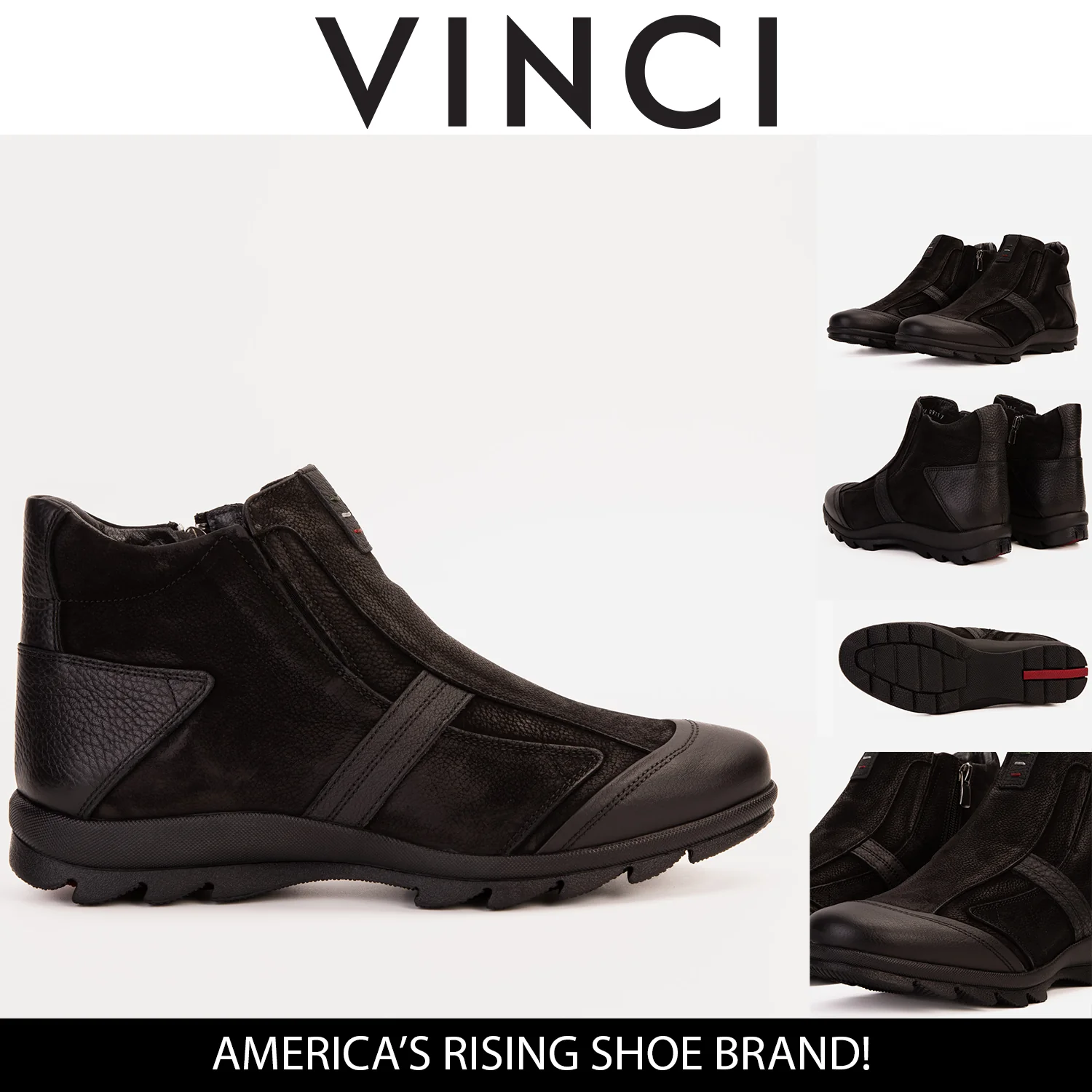 The Montreal Suede Black Leather Casual Zip-Up Ankle Men Boot - Image 3