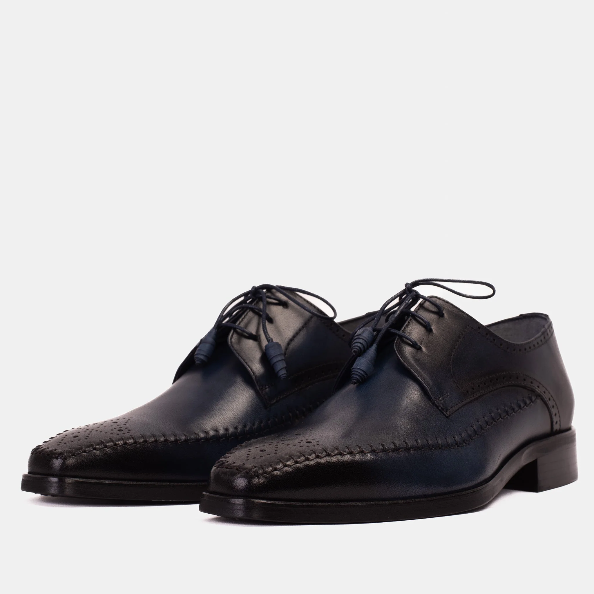 The Moon Navy Blue Leather Derby Men  Shoe - Image 2