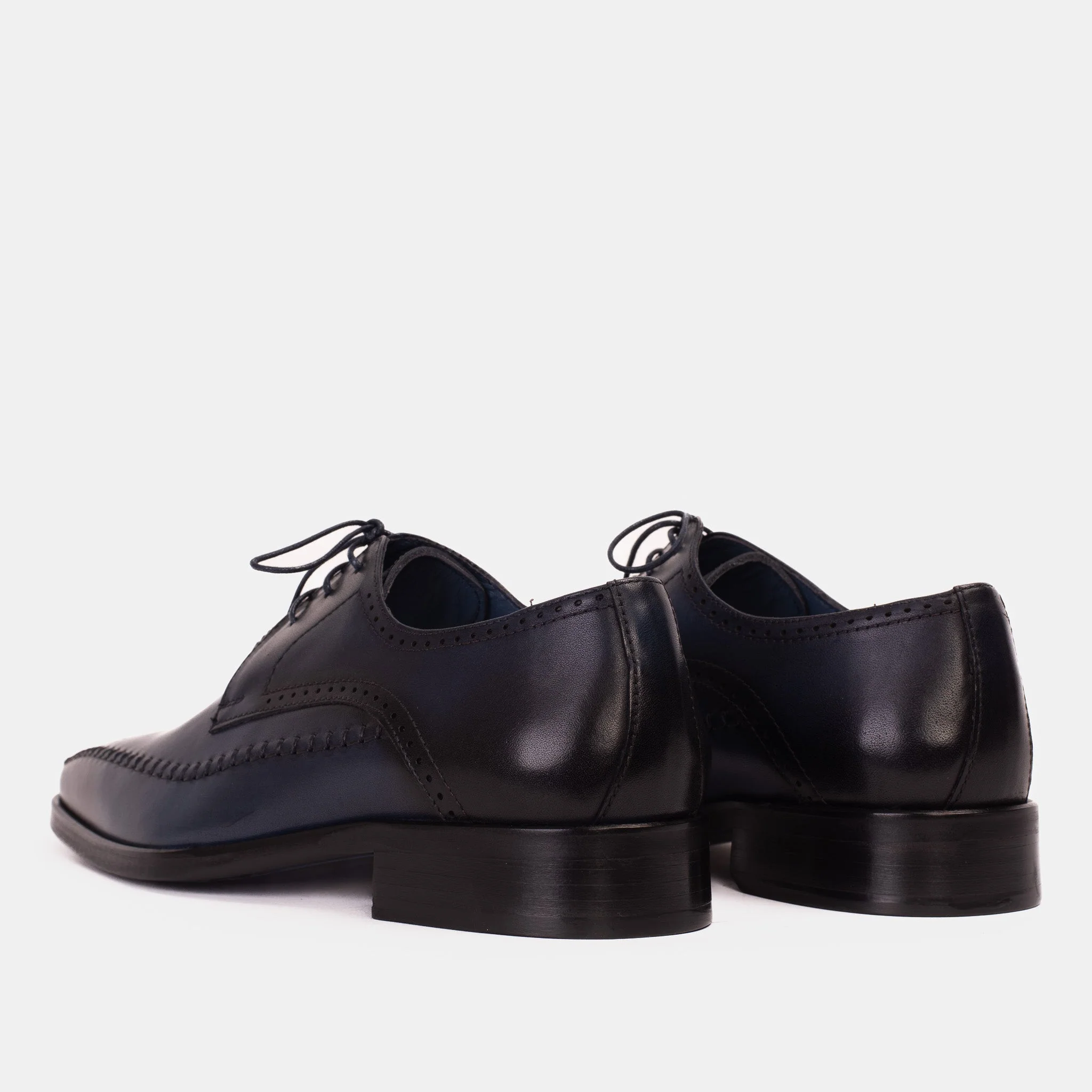 The Moon Navy Blue Leather Derby Men  Shoe - Image 8