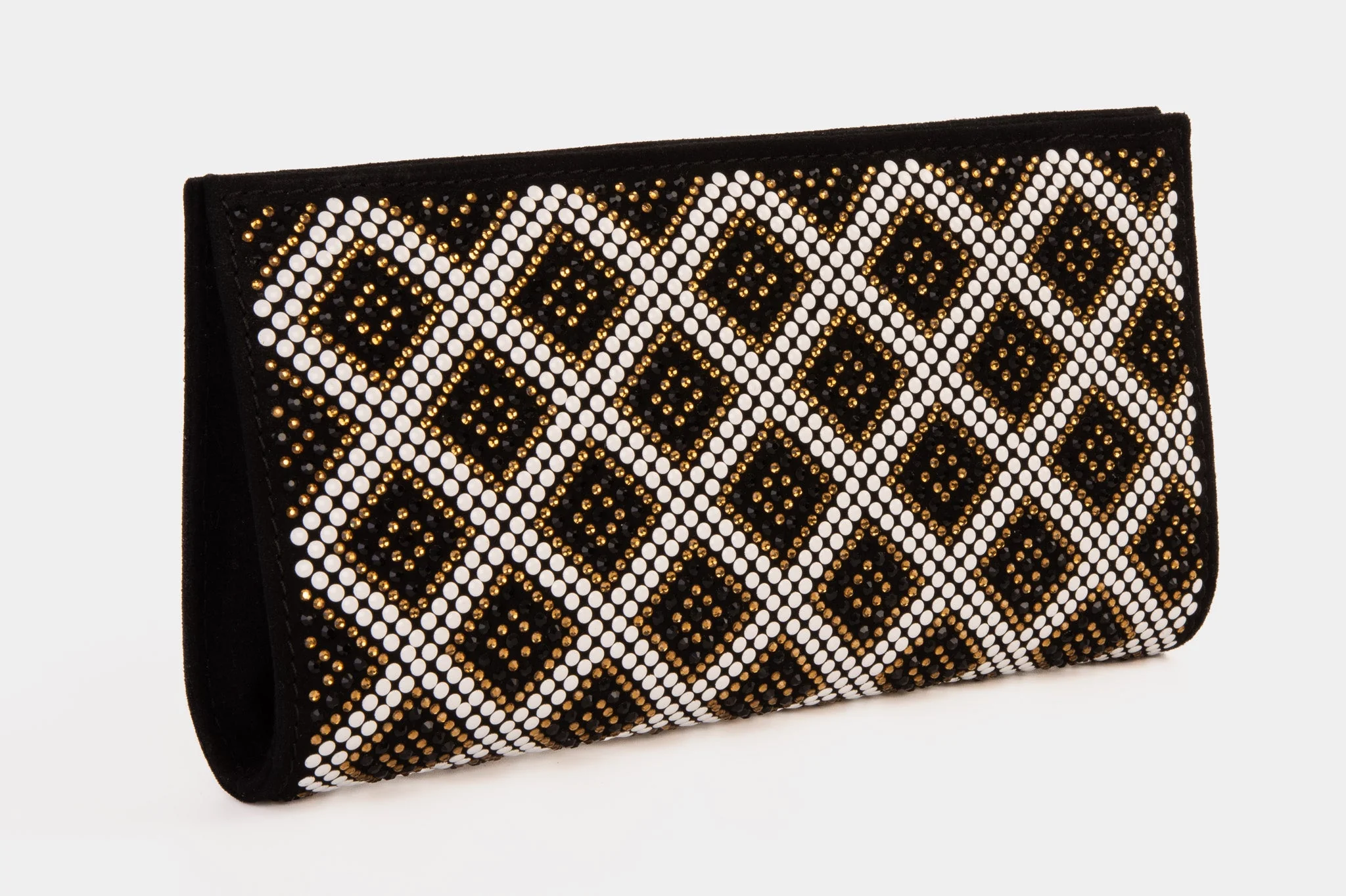 The Nampula Black Glitter Suede Leather Small Clutch - Image 4