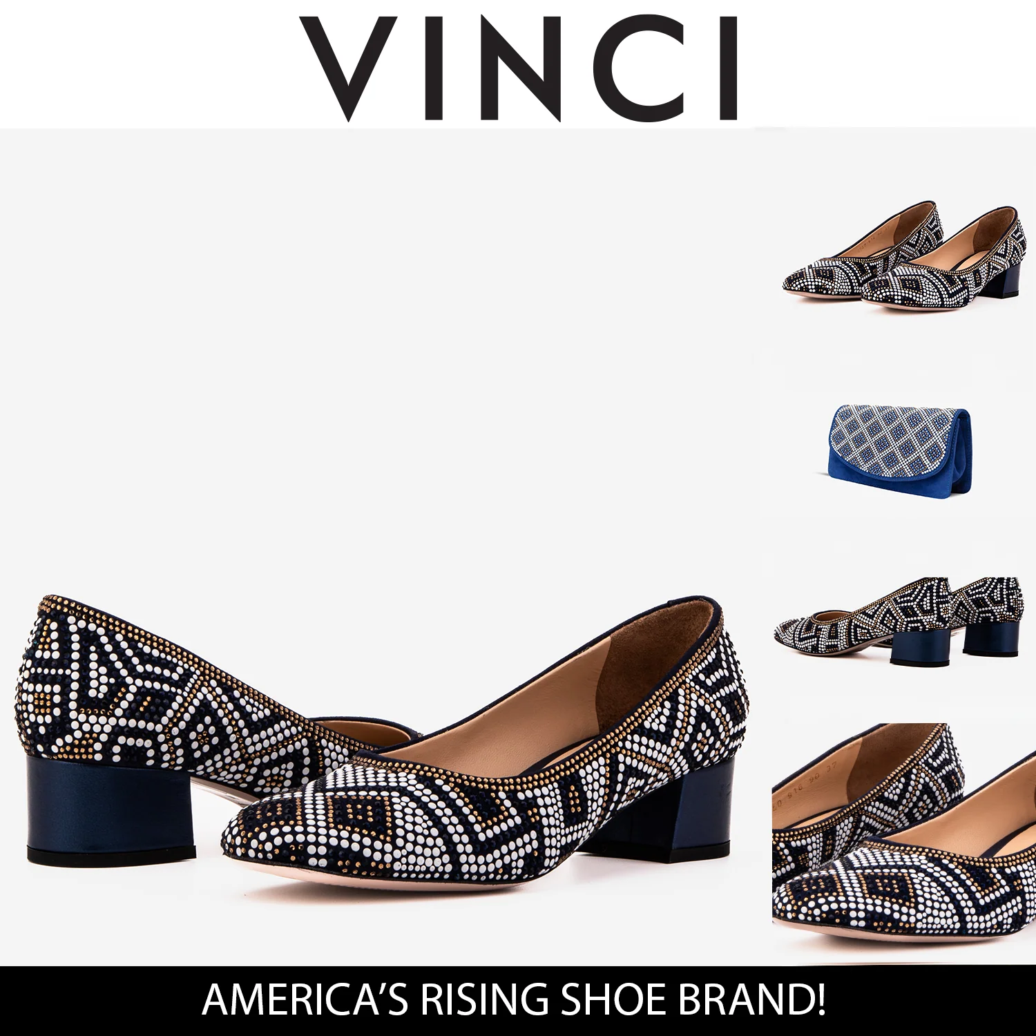The Nampula Navy Crystal-Embellished Leather Women Pump - Image 3