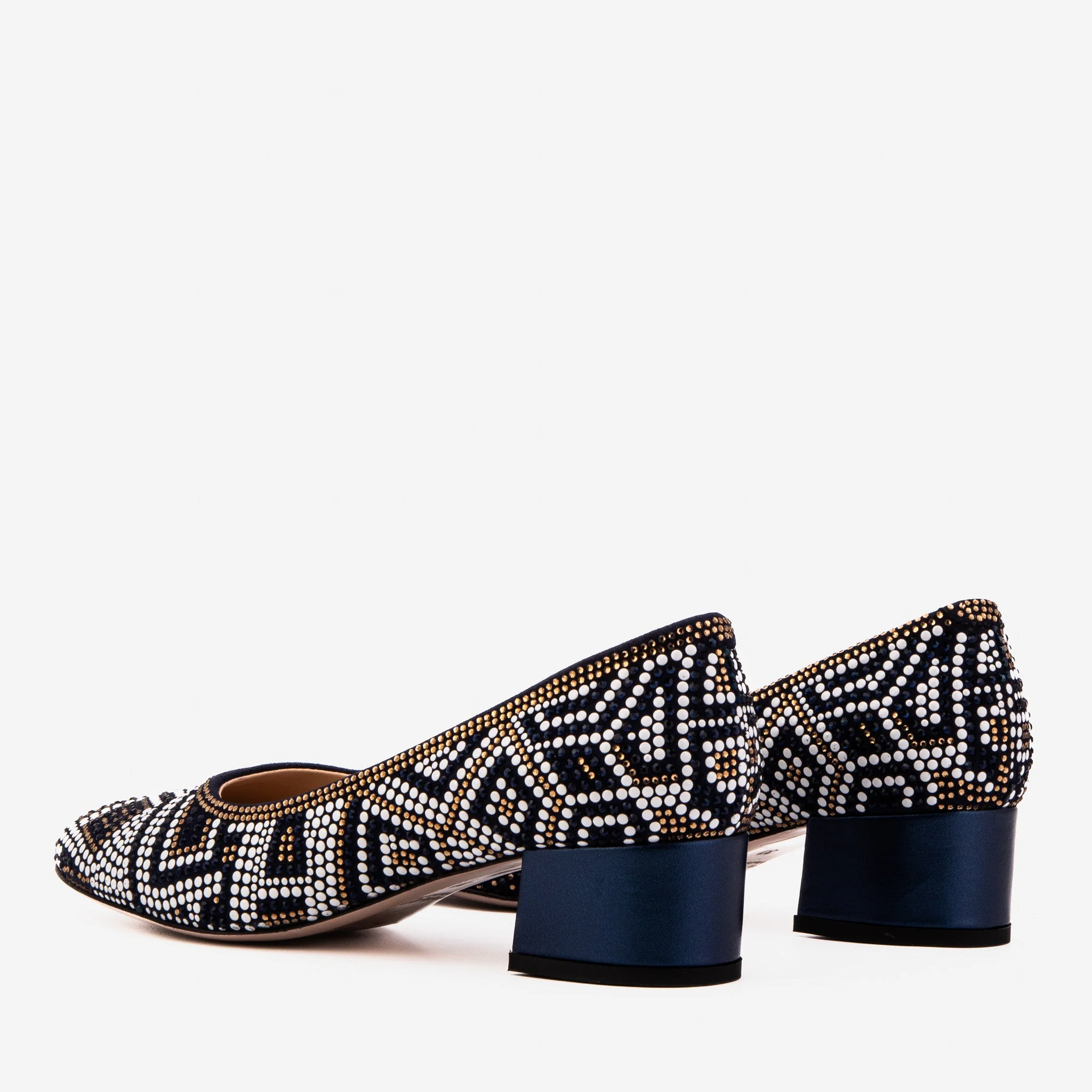 The Nampula Navy Crystal-Embellished Leather Women Pump - Image 7