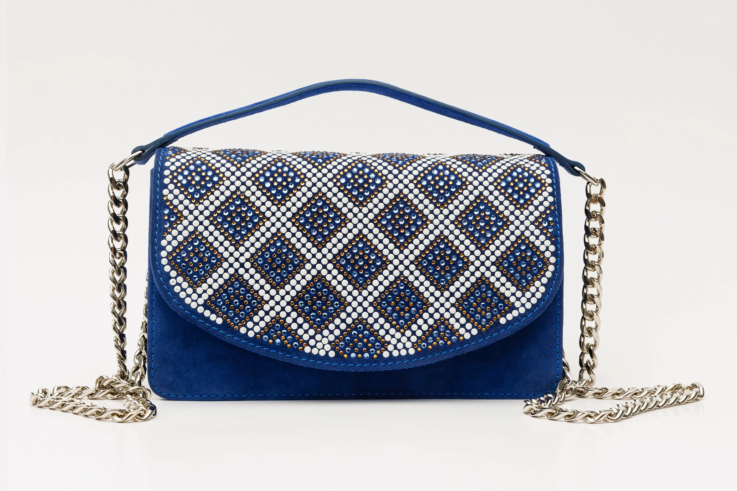 The Nampula Sax Blue Glitter Leather Handbag - Image 2