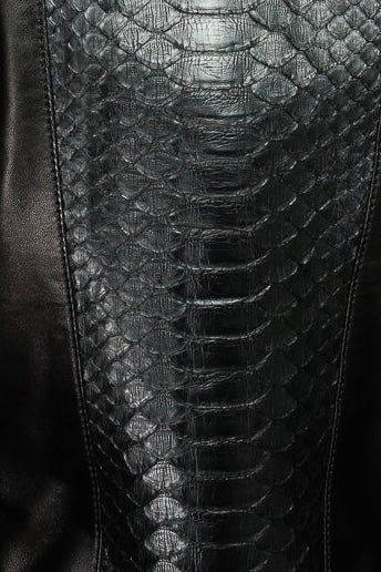 The Nayro Pythn Black Leather Women Jacket - Image 3