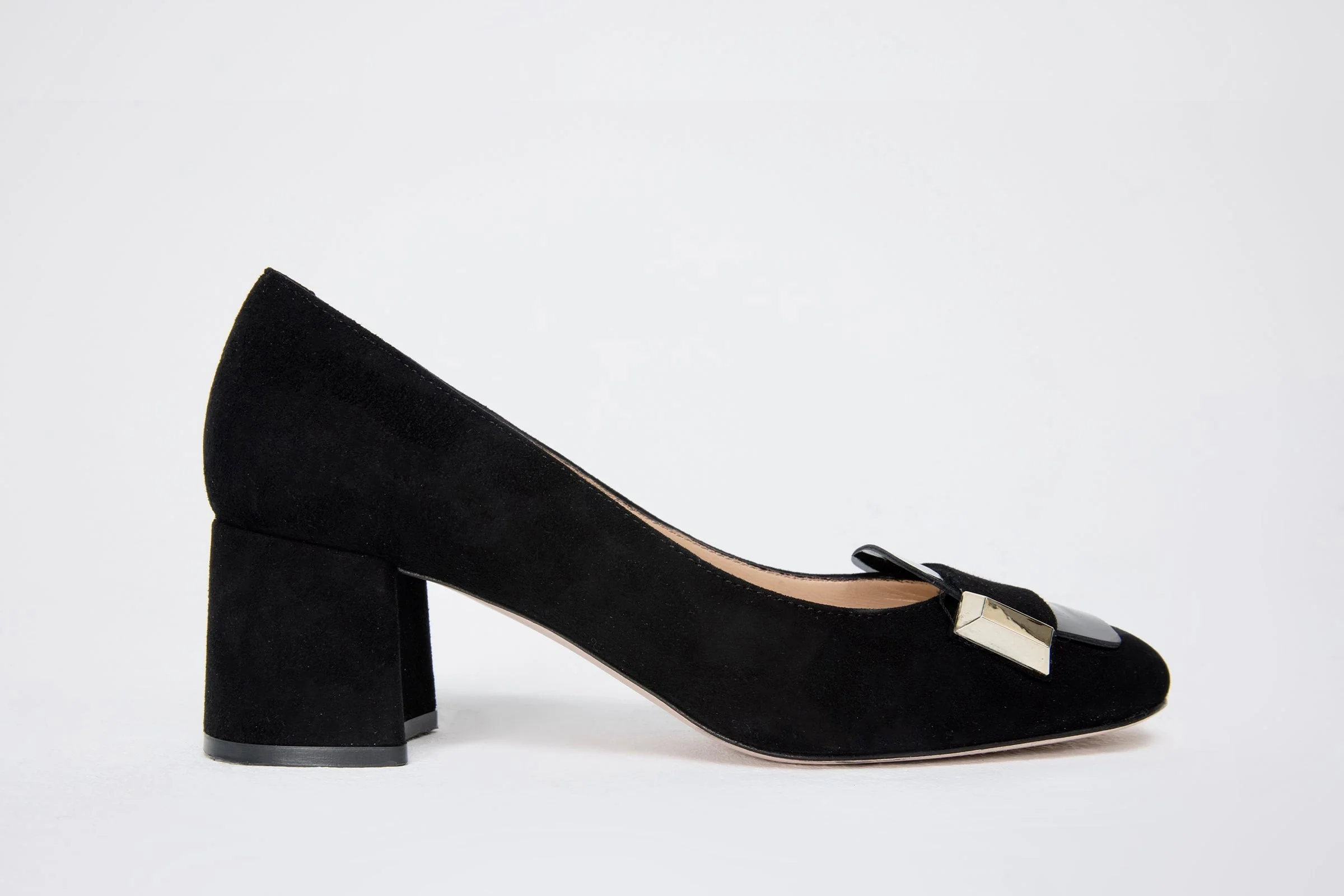 The Olney Black Suede Leather Block Heel Pump Women Shoe - Image 3