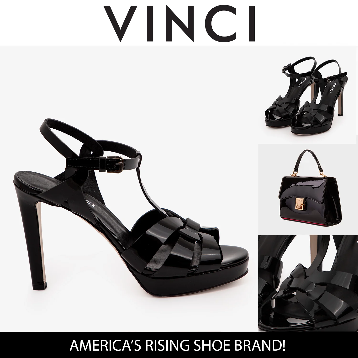 The Parisian Black Patent Leather T-Strap Platform Heel Women Sandal - Image 6