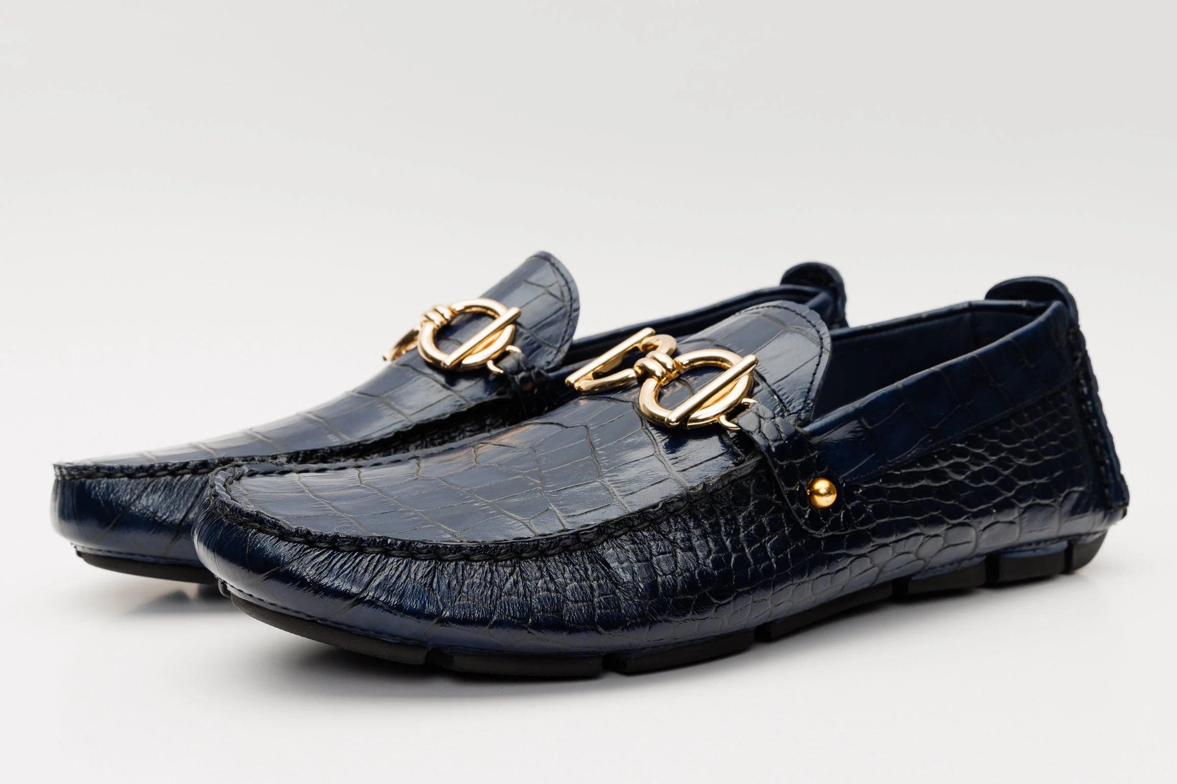 The Pisa Navy Blue Leather Bit Drive Loafer Men Shoe - Image 2