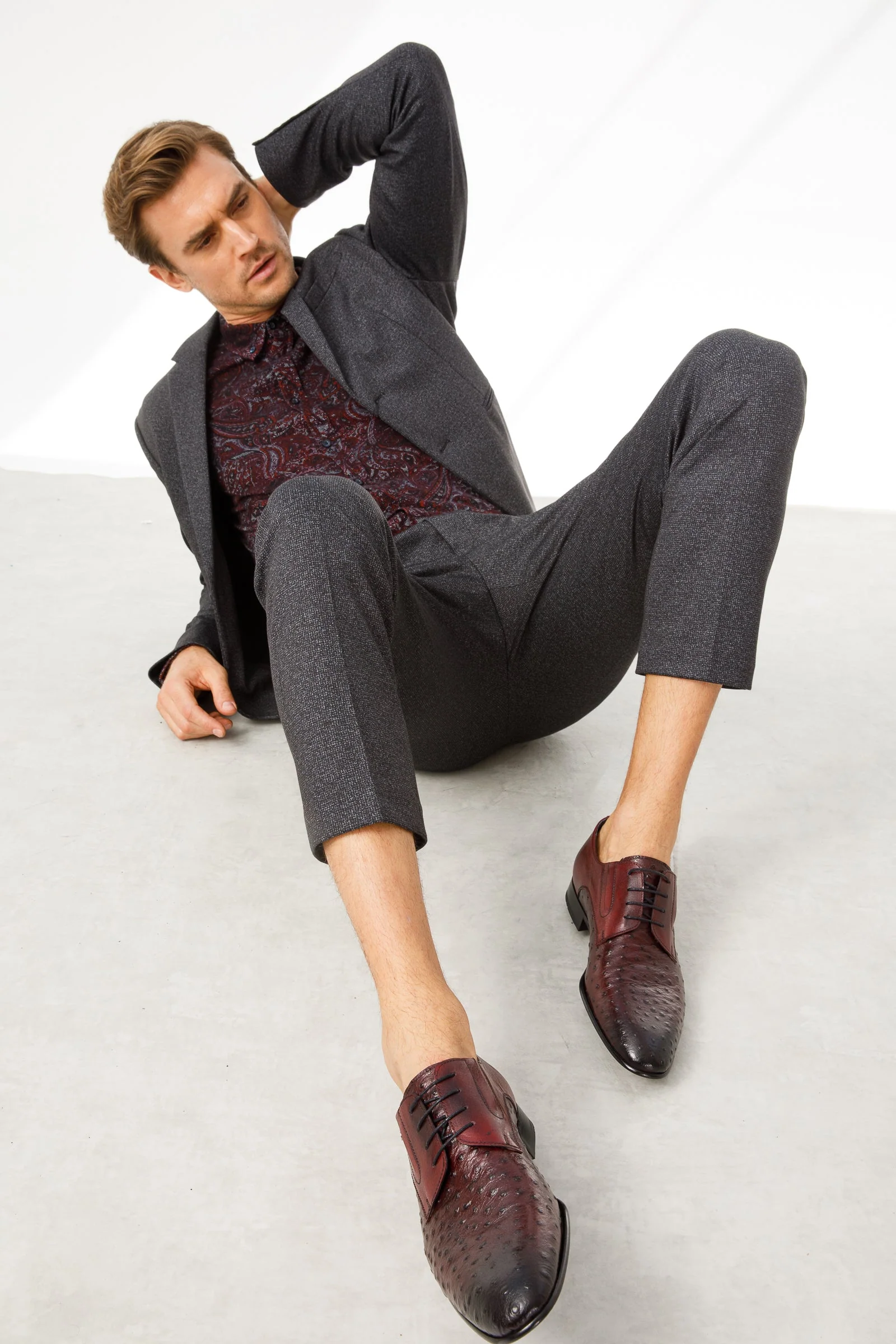 The Porto Alegre Burgundy Leather Derby Men Shoe - Image 7