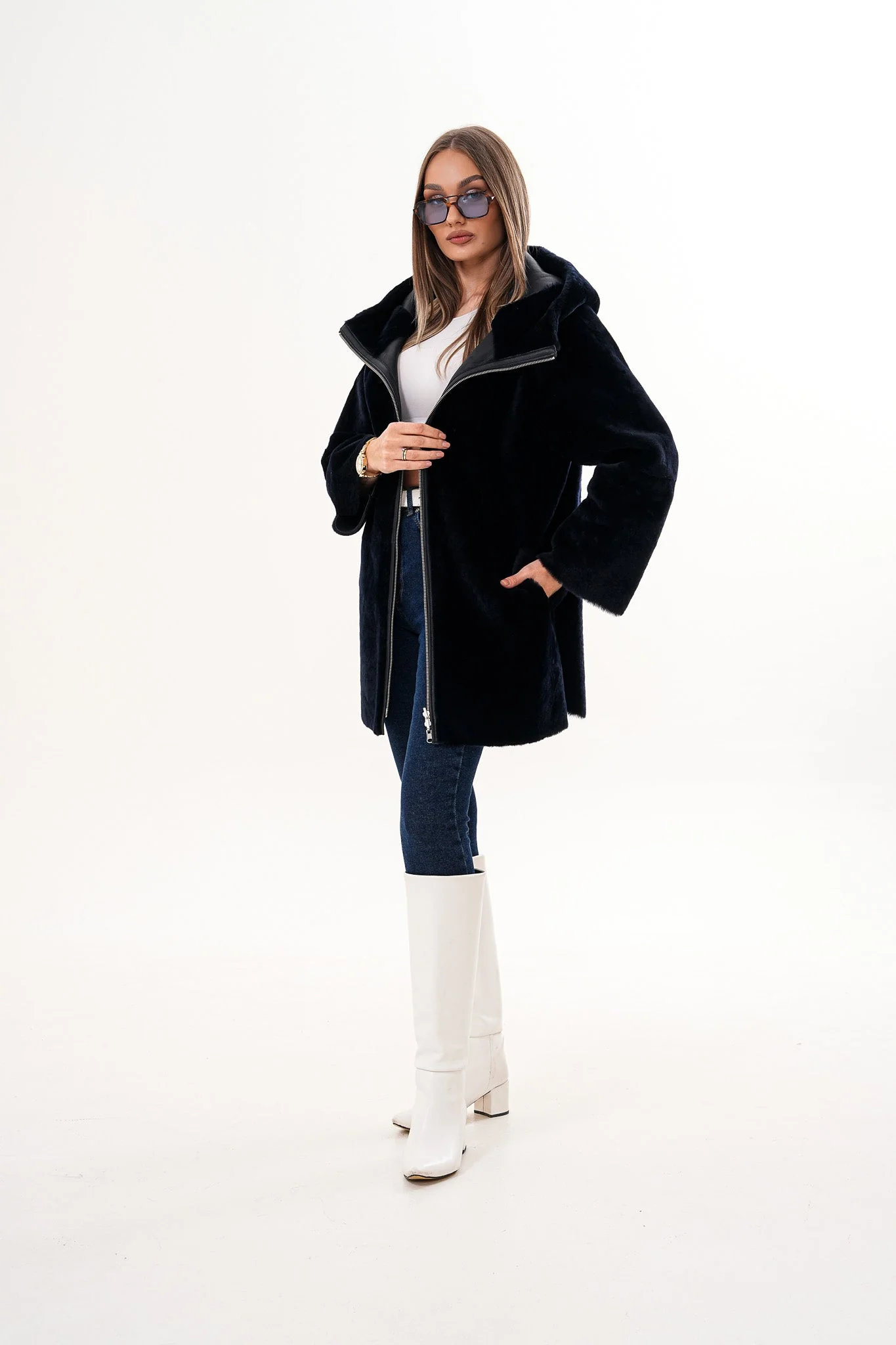 The Portofino Black Reversible Shearling Women Jacket - Image 5