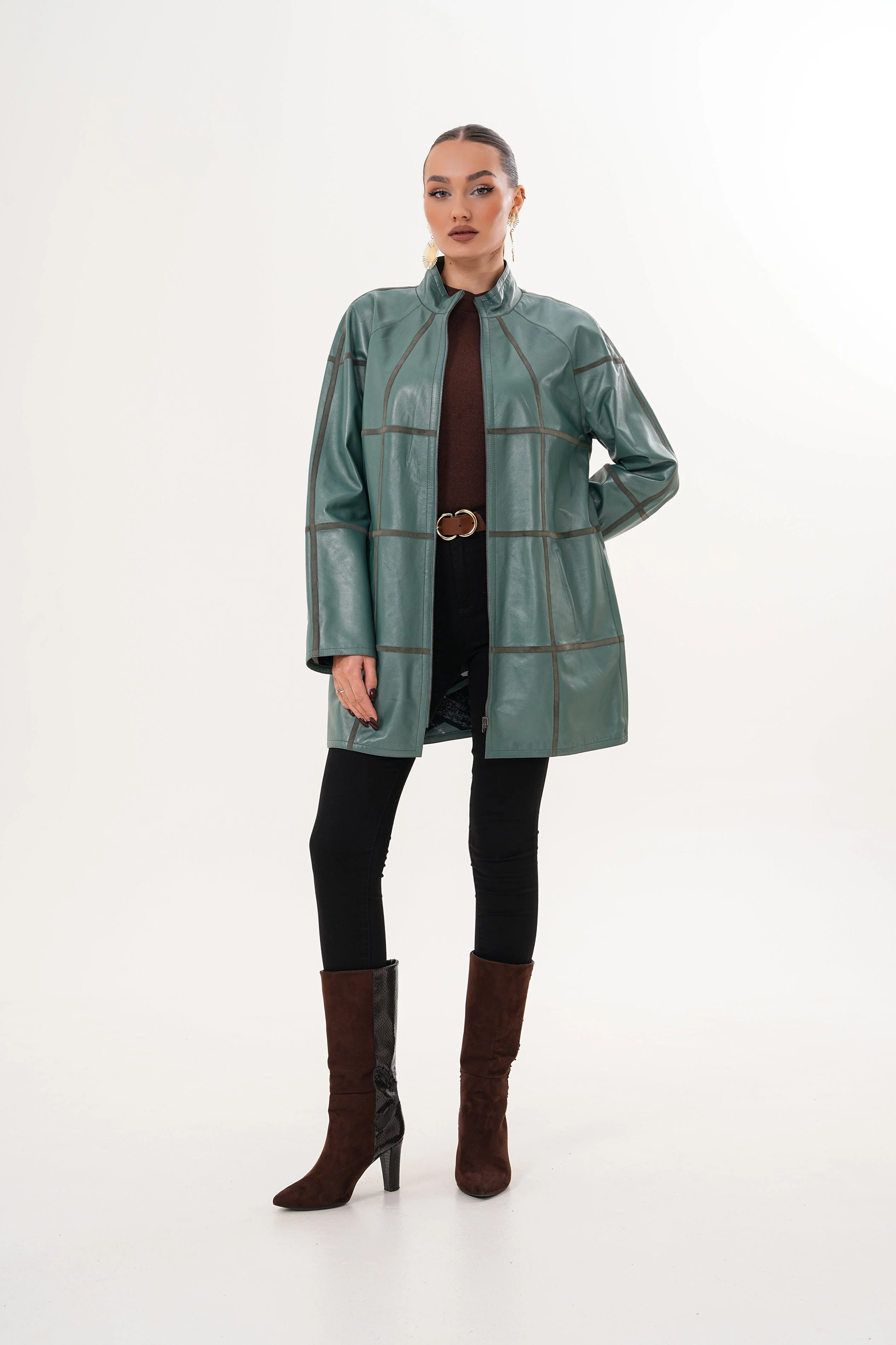 The Prado Reversible Green Leather Women Jacket - Image 10