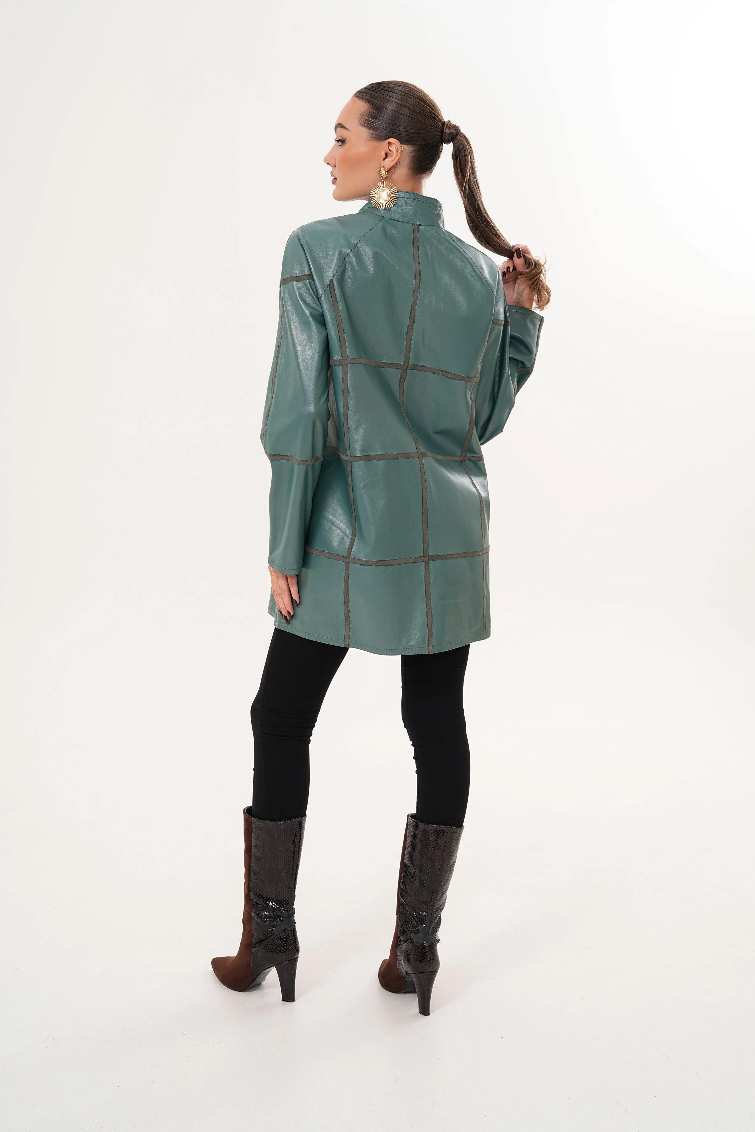 The Prado Reversible Green Leather Women Jacket - Image 4