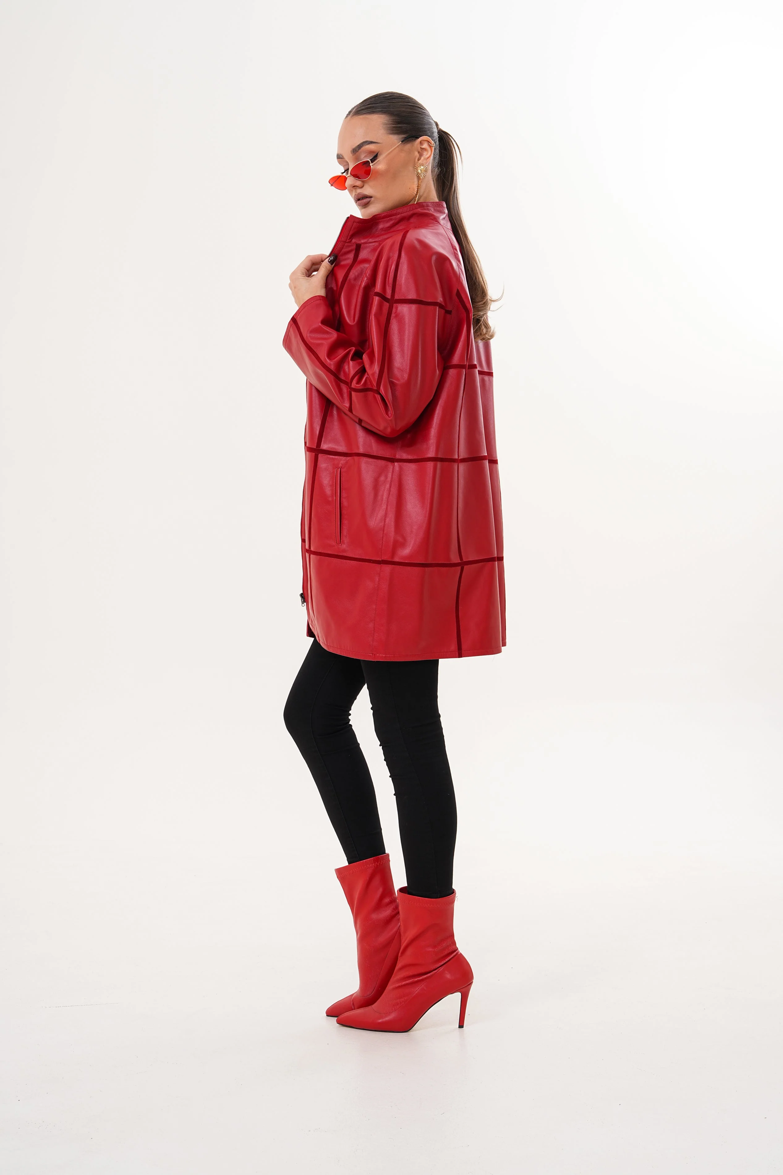 The Prado Reversible Red Leather Women Jacket - Image 13