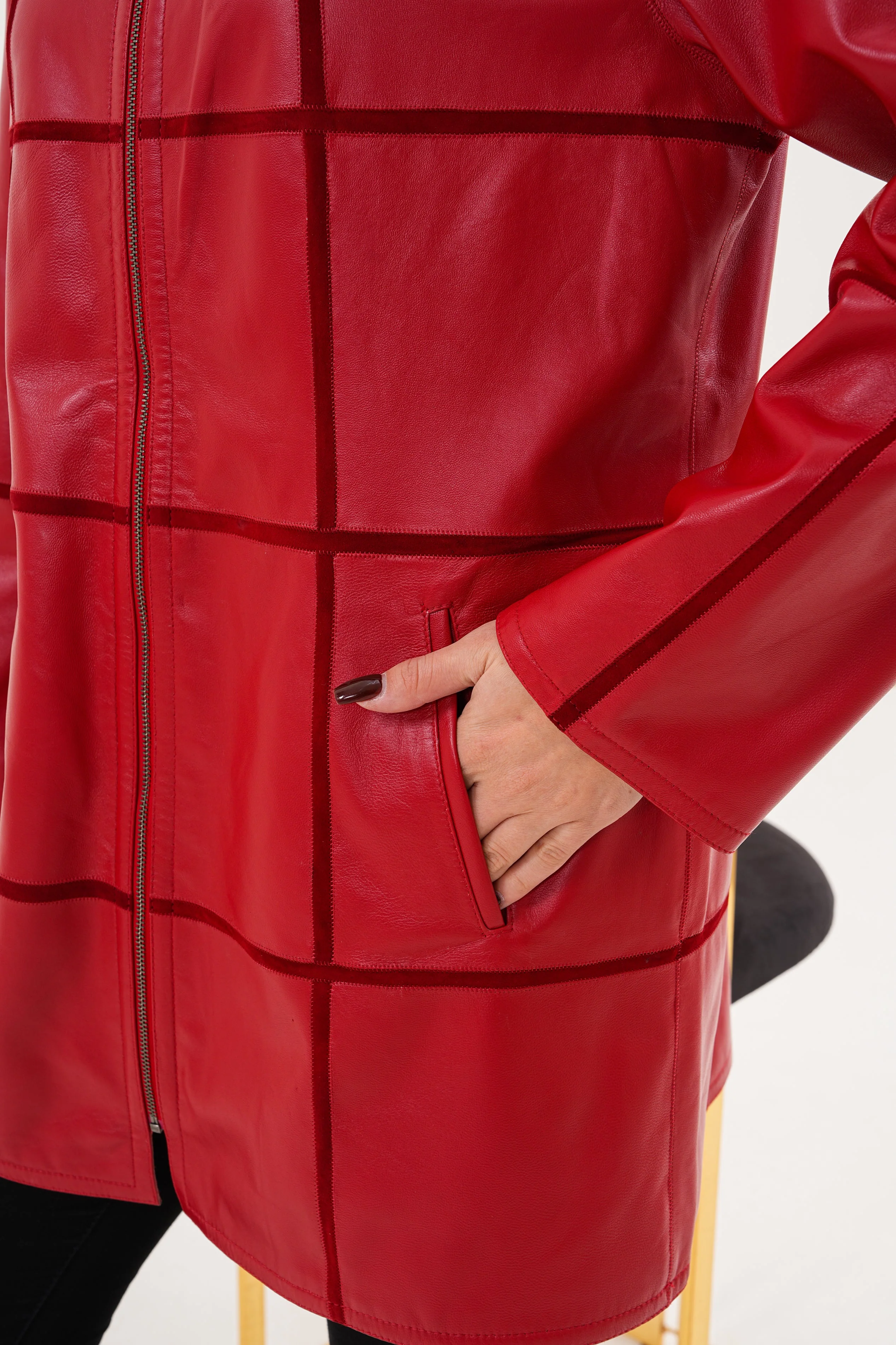 The Prado Reversible Red Leather Women Jacket - Image 3