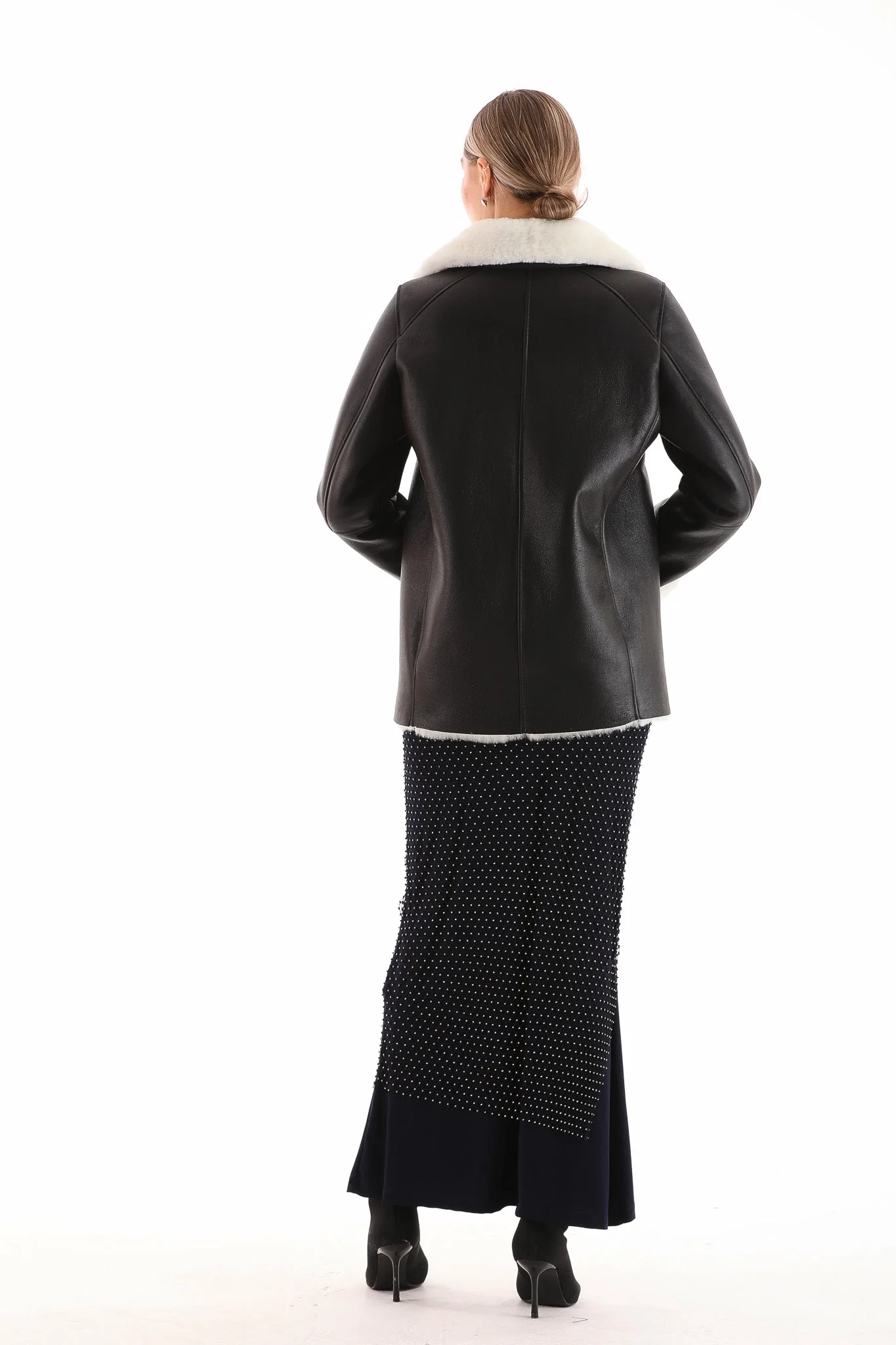 The Prague Black & White Leather Women Jacket - Image 5
