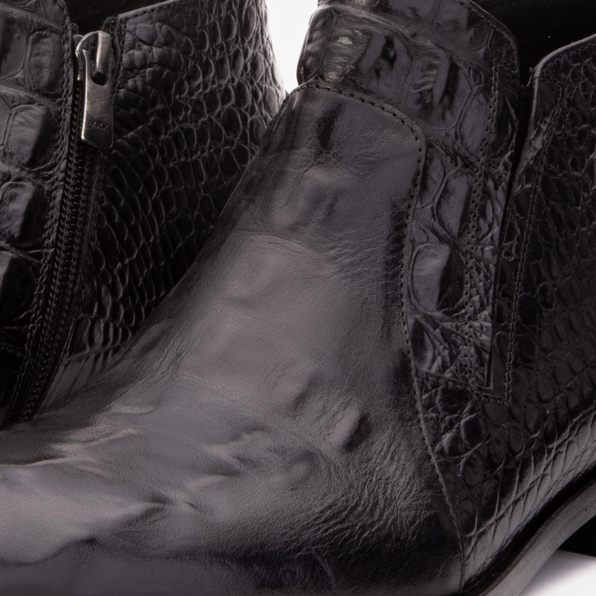 The Randor Black Crocodile Leather Side-Zip Dress Ankle Men Boot - Image 4