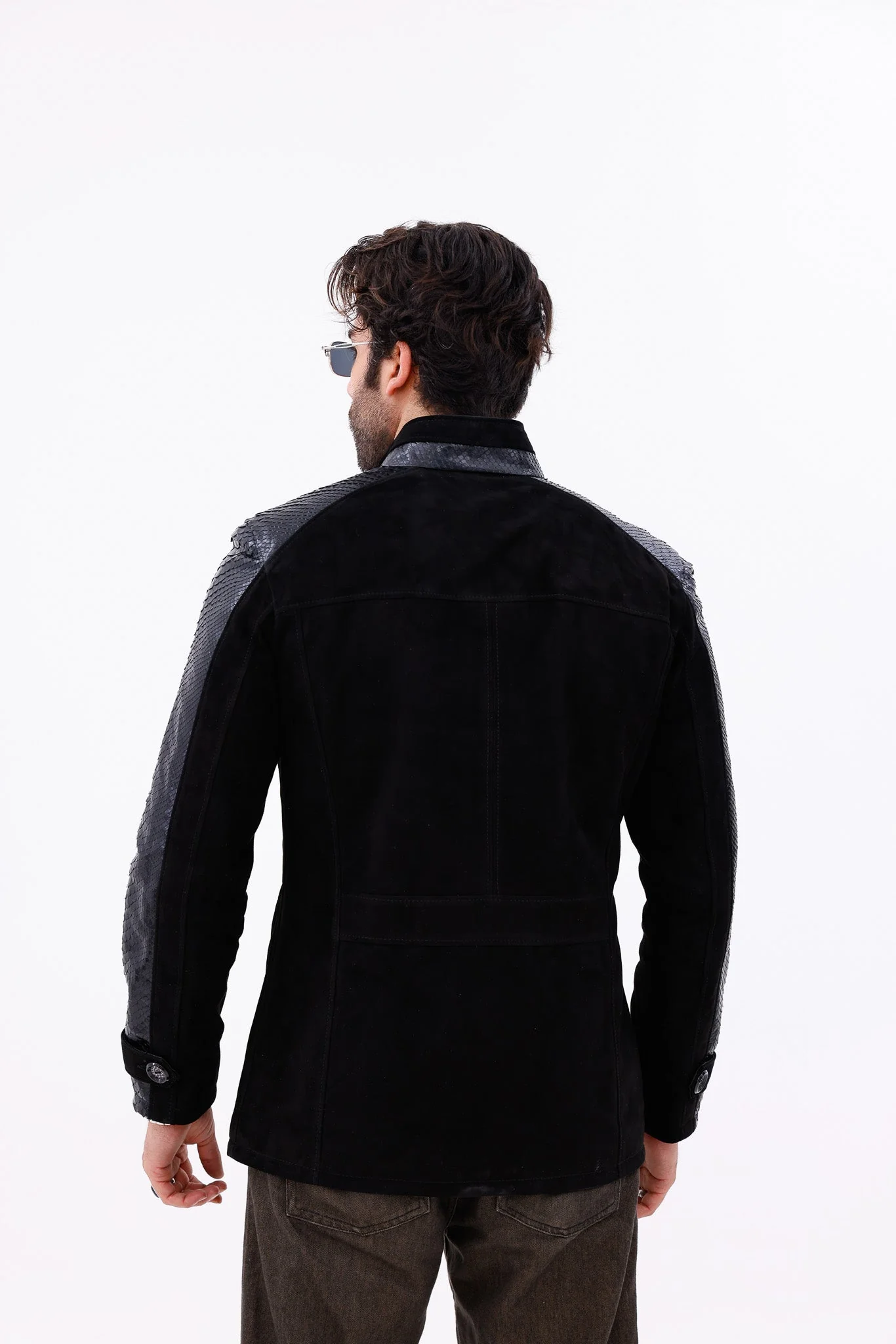 The Ravello Black Pythn Leather Men Jacket - Image 4