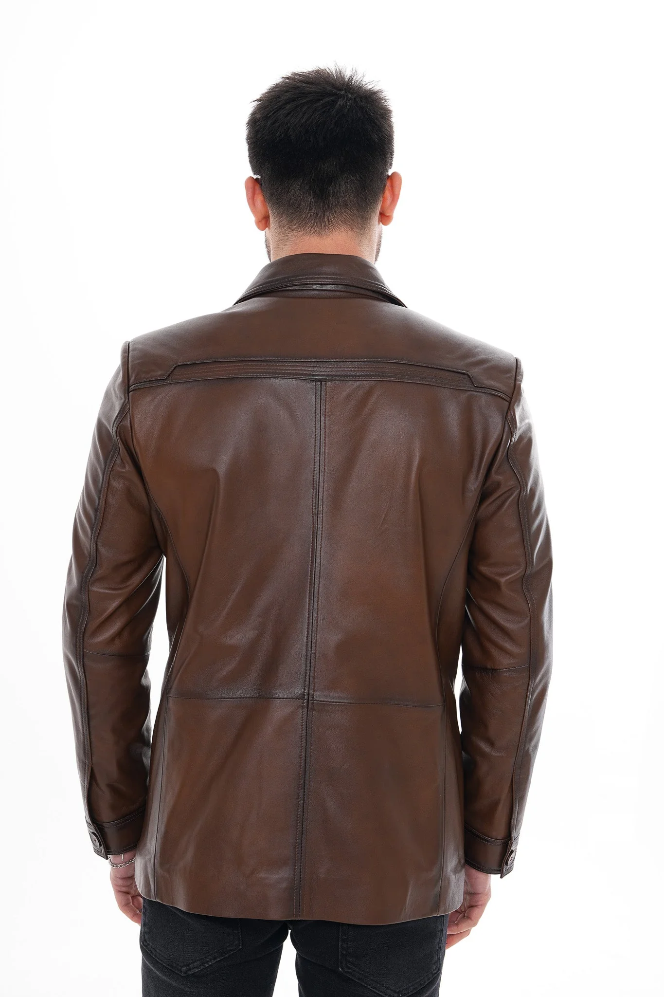 The Ravenna Brown Leather Men Jacket - Image 4