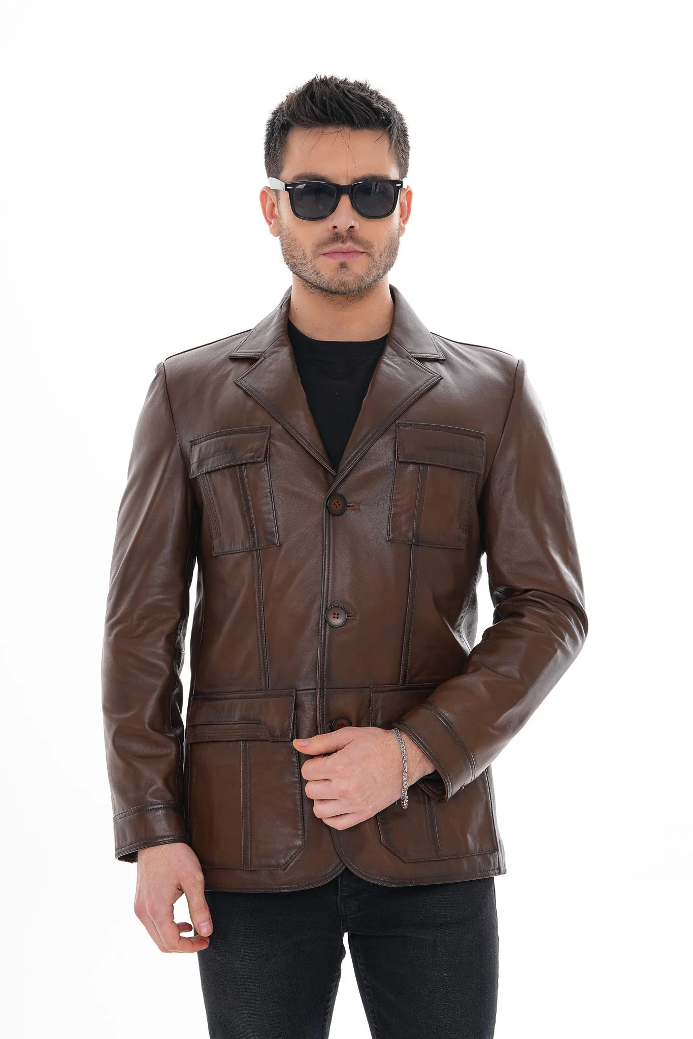 The Ravenna Brown Leather Men Jacket - Image 8