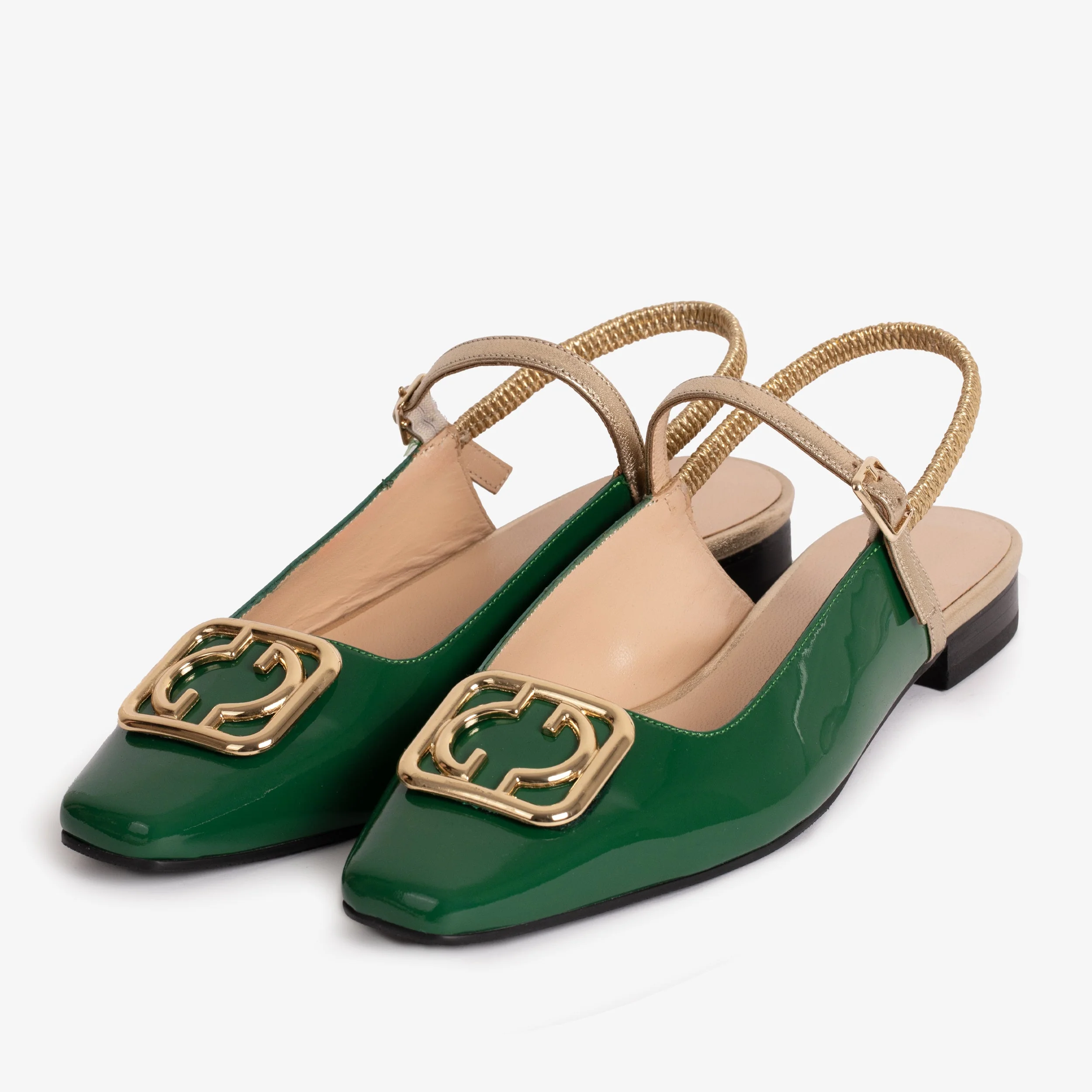 The Rosalinda Green Patent Leather Women Flat Slingback Sandal - Image 2