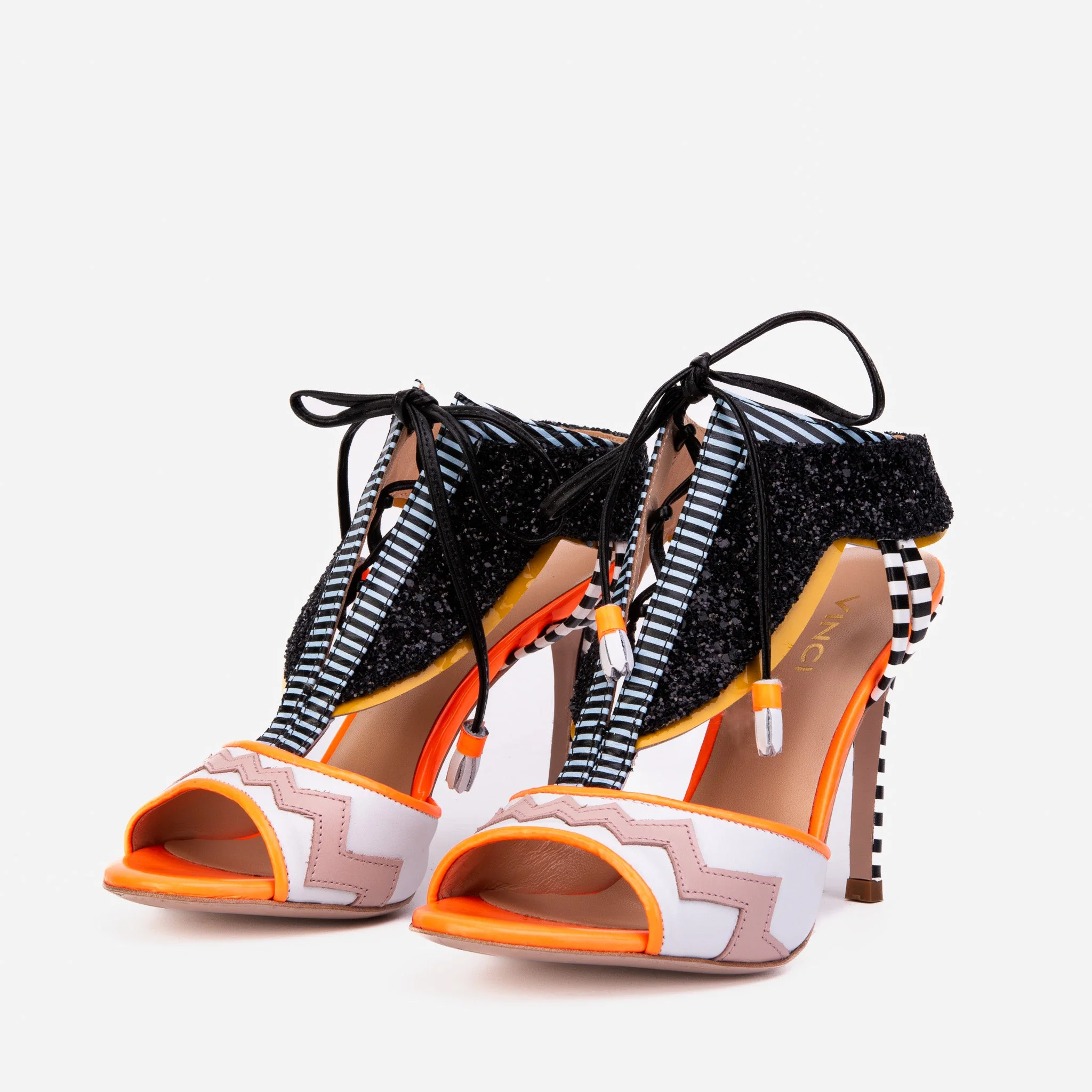 The Santa Amaro Orange Glitter Leather Women Sandal - Image 2