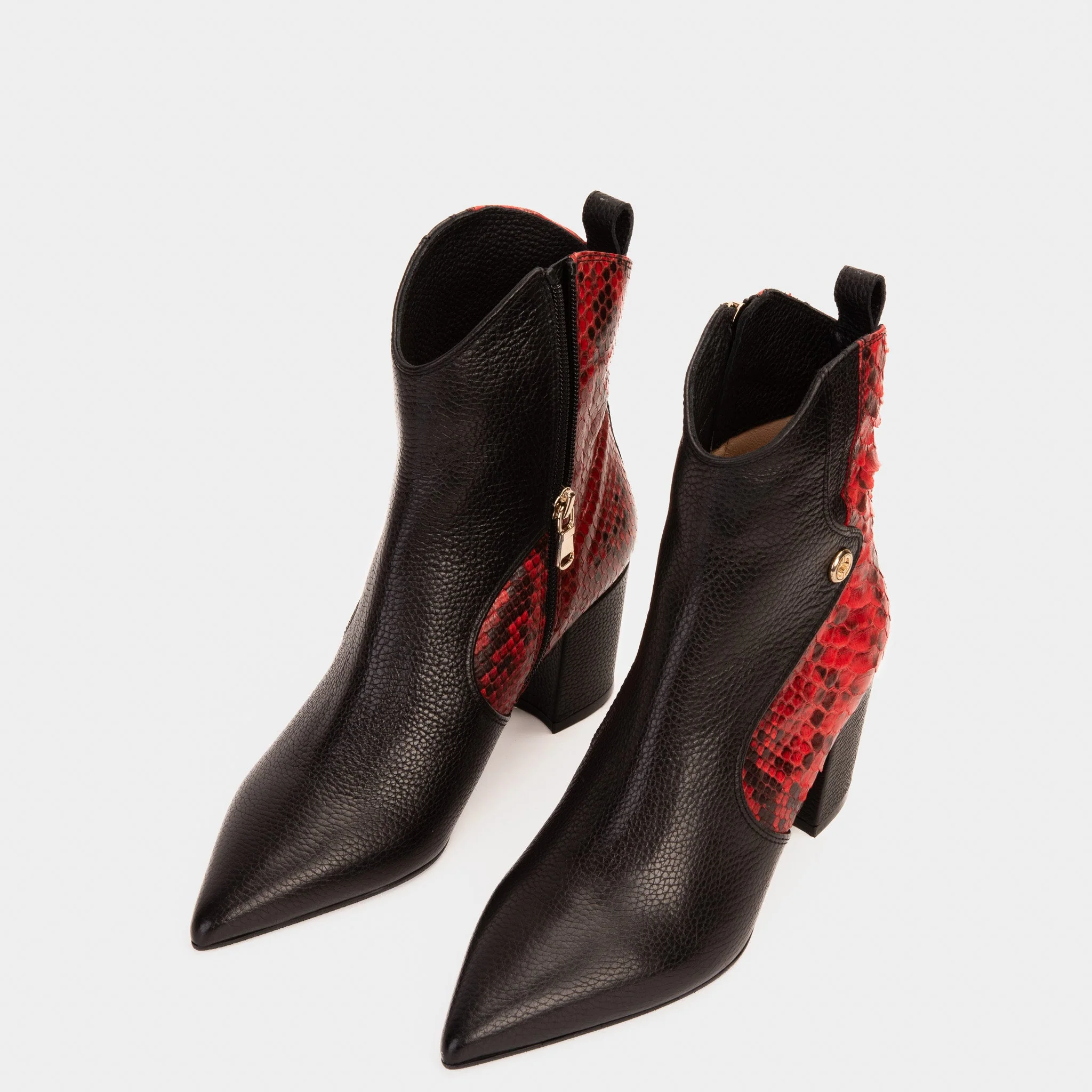 The Saturn Red Pythn Leather Block Heel Women Boot - Image 5