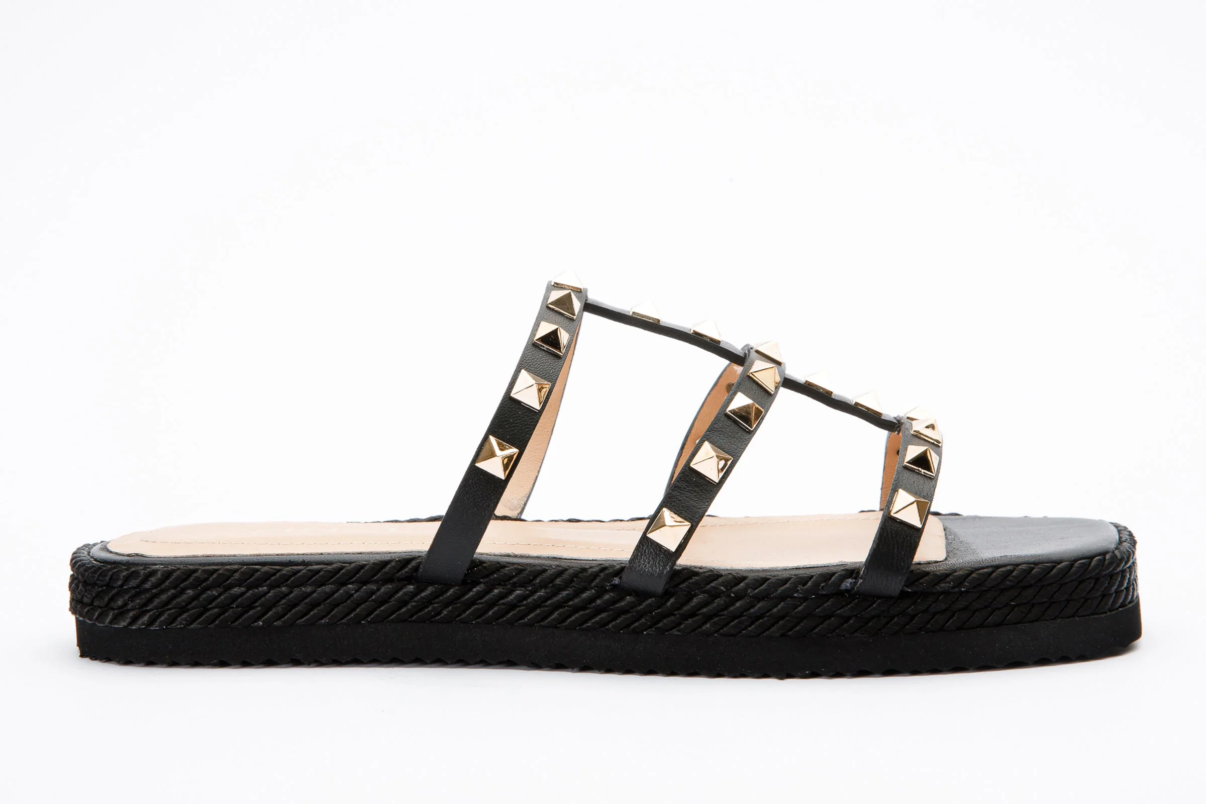 The Seul Black Leather Multi Strap Flat Women Sandal Final Sale! - Image 4