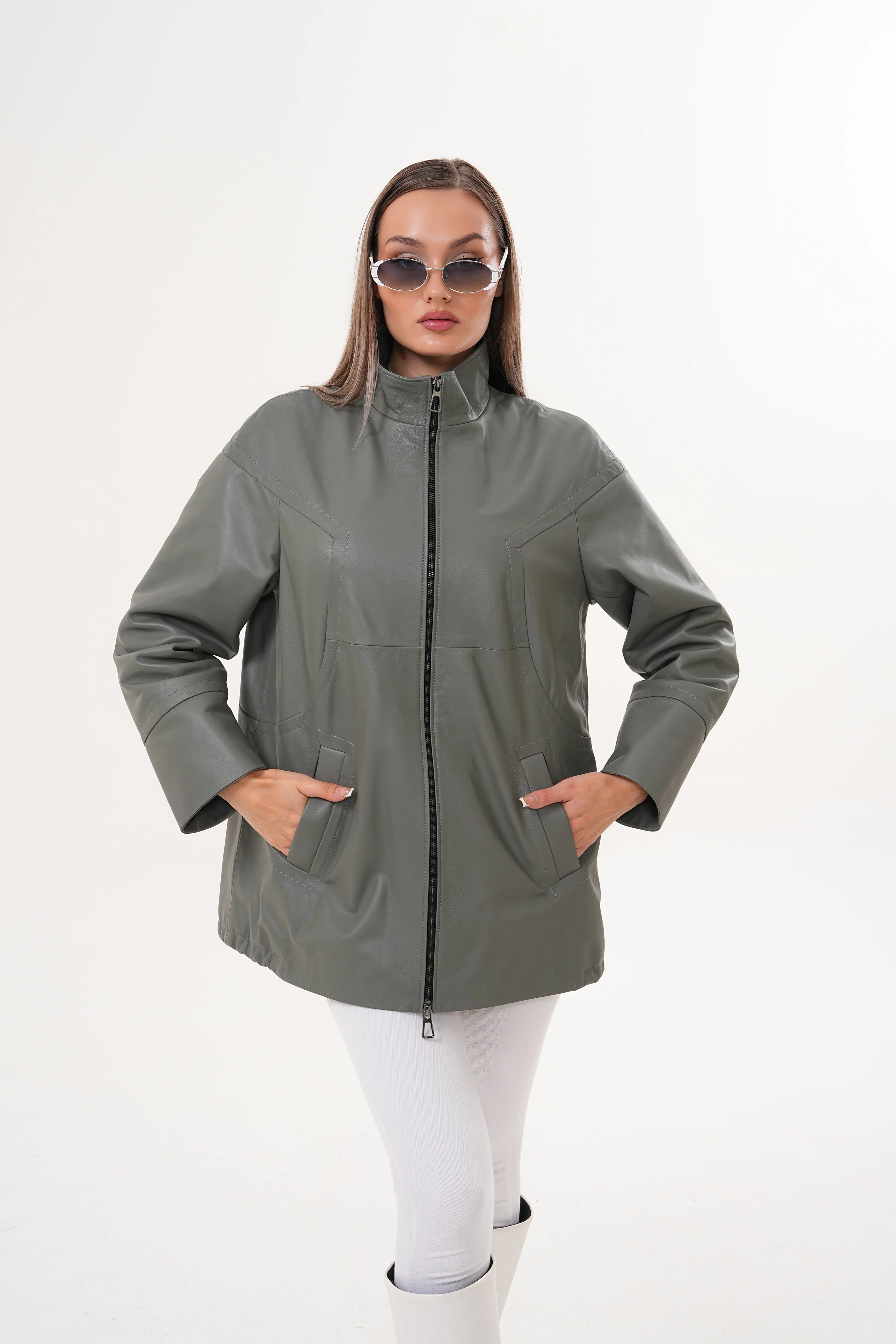 The Sierra Olive Green Leather Women Jacket - Image 13