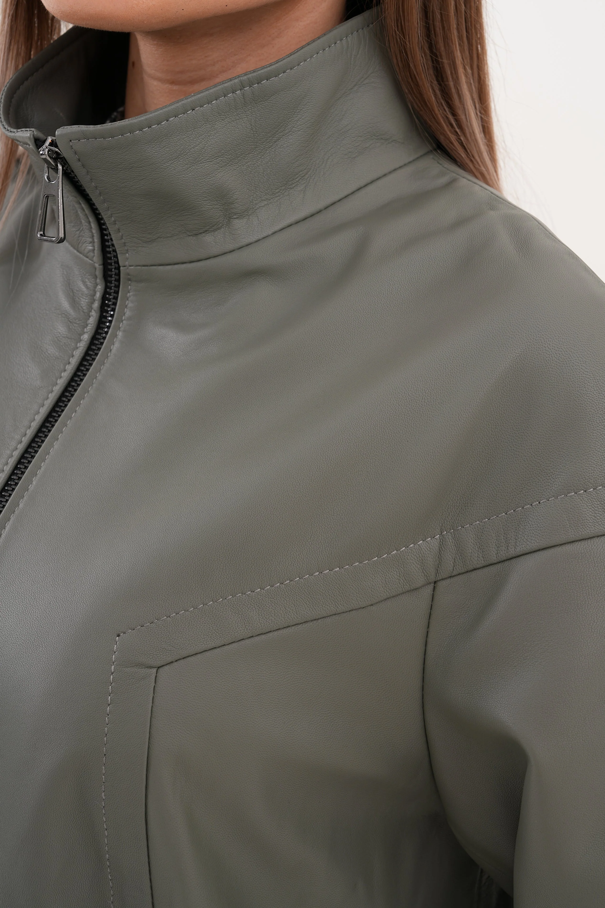 The Sierra Olive Green Leather Women Jacket - Image 3