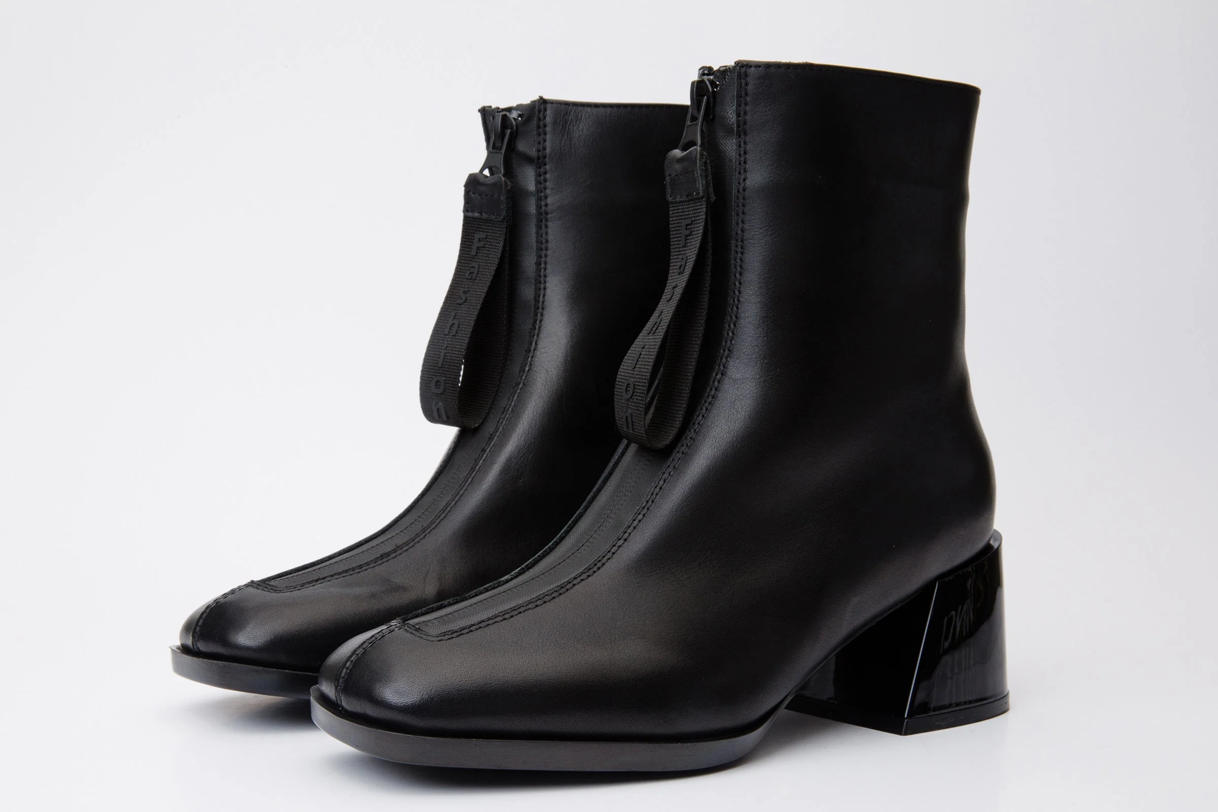 The Tackle Black Leather Block Heel Women Boot - Image 2