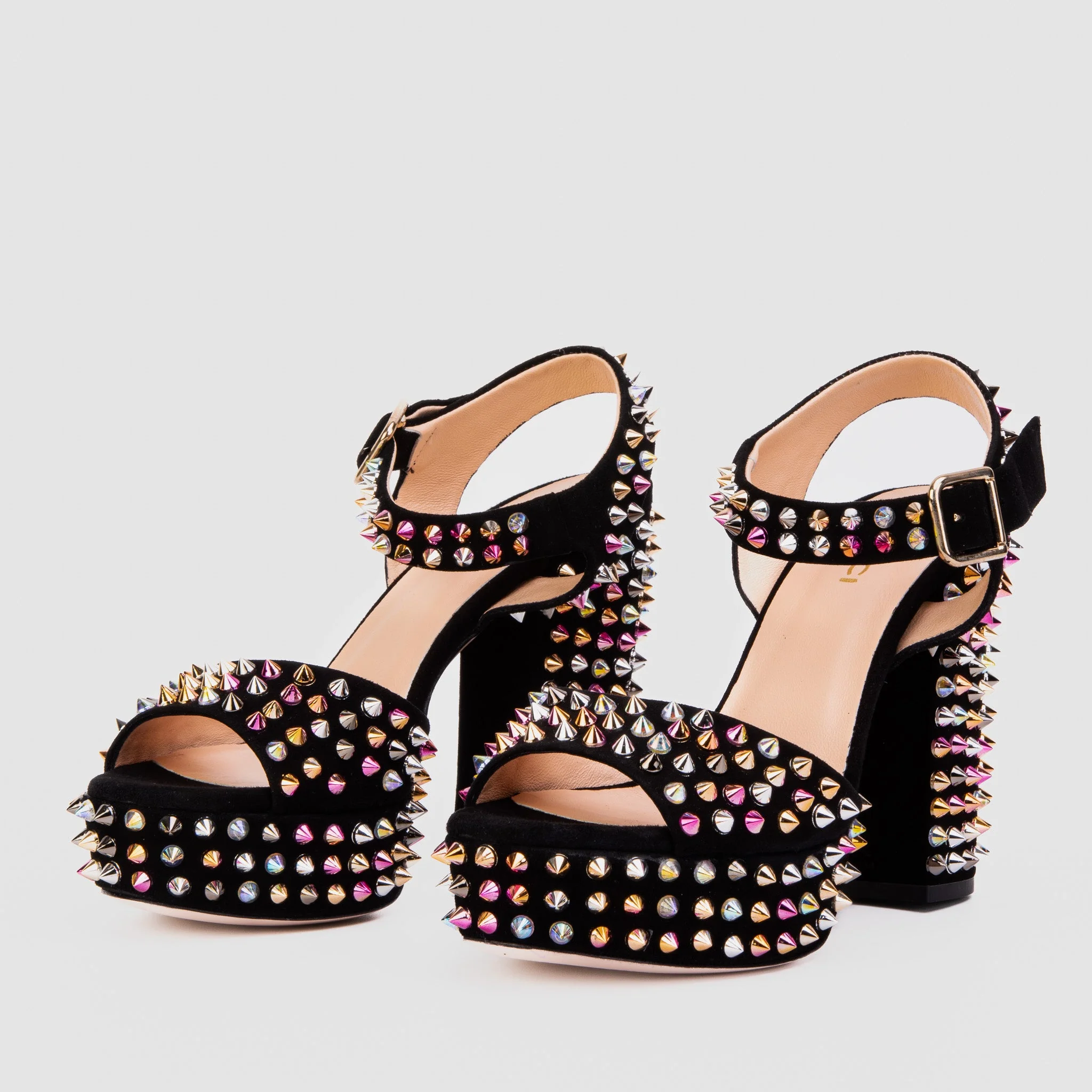 The Tampico Black Suede Leather Spike Platform Heel Women Sandal - Image 2