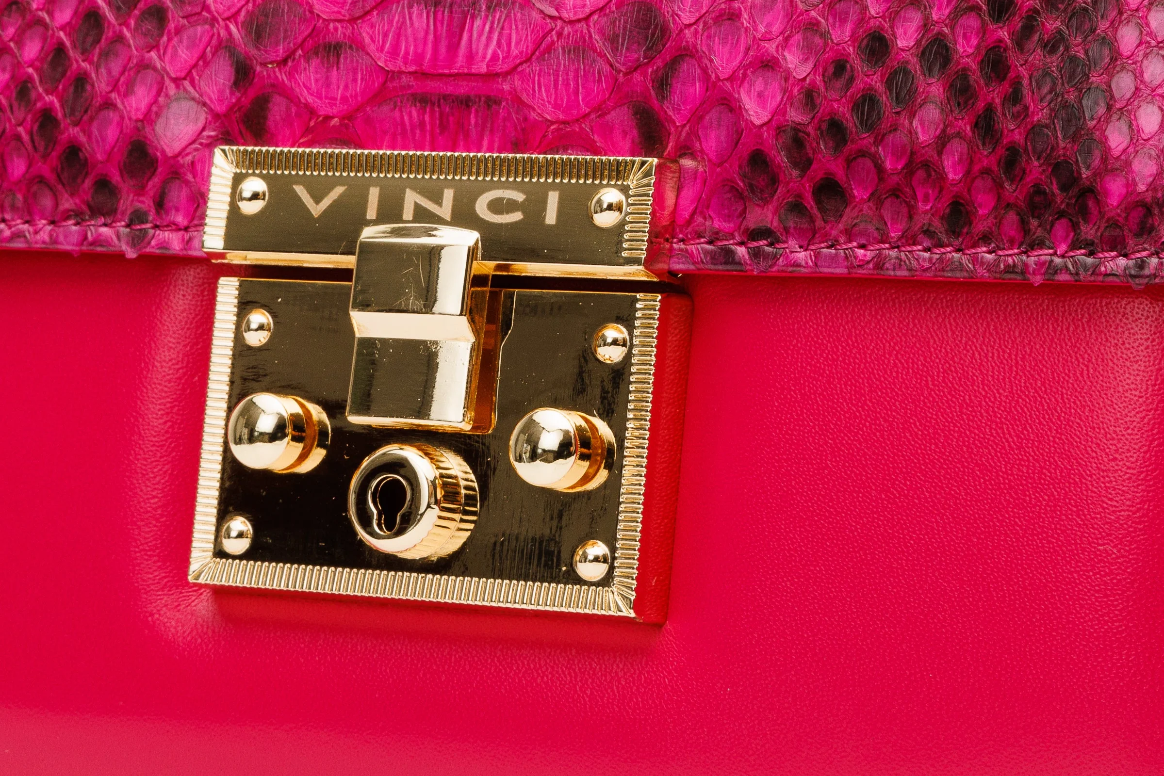 The Toskana Fuchsia Pythn Leather Handbag - Image 5
