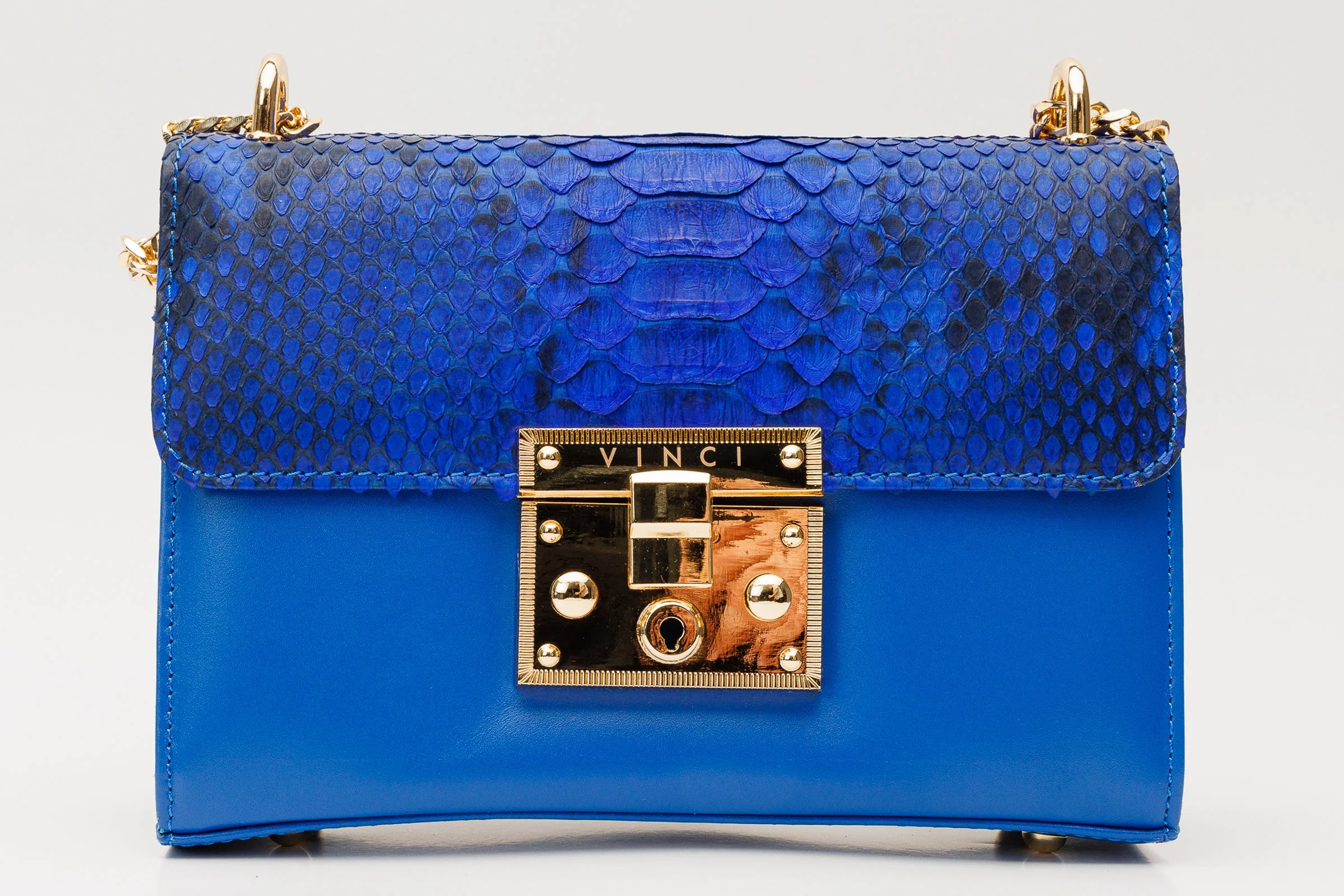 The Toskana Sax Blue Pythn Leather Handbag - Image 2