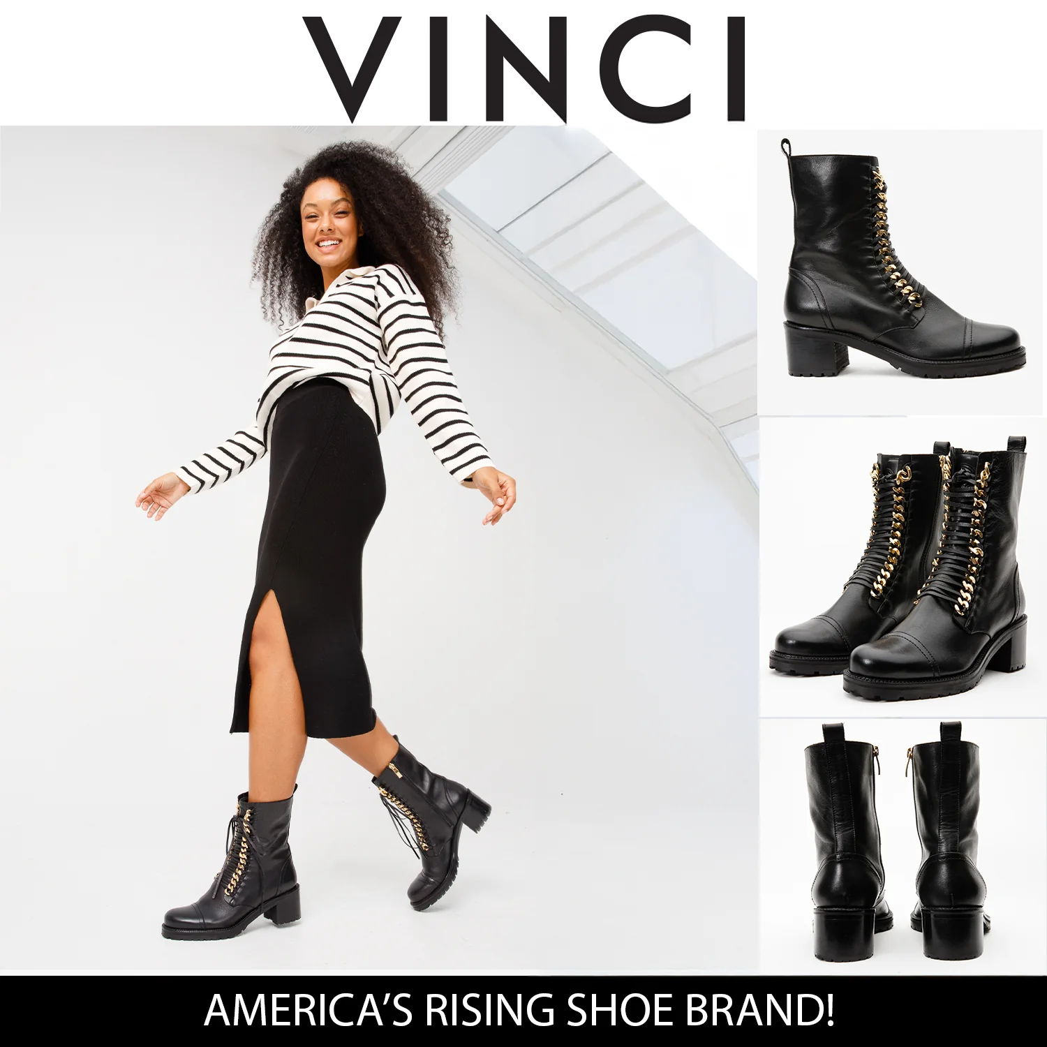 The Tuna Black Leather Mid Calf Women Boot - Image 6