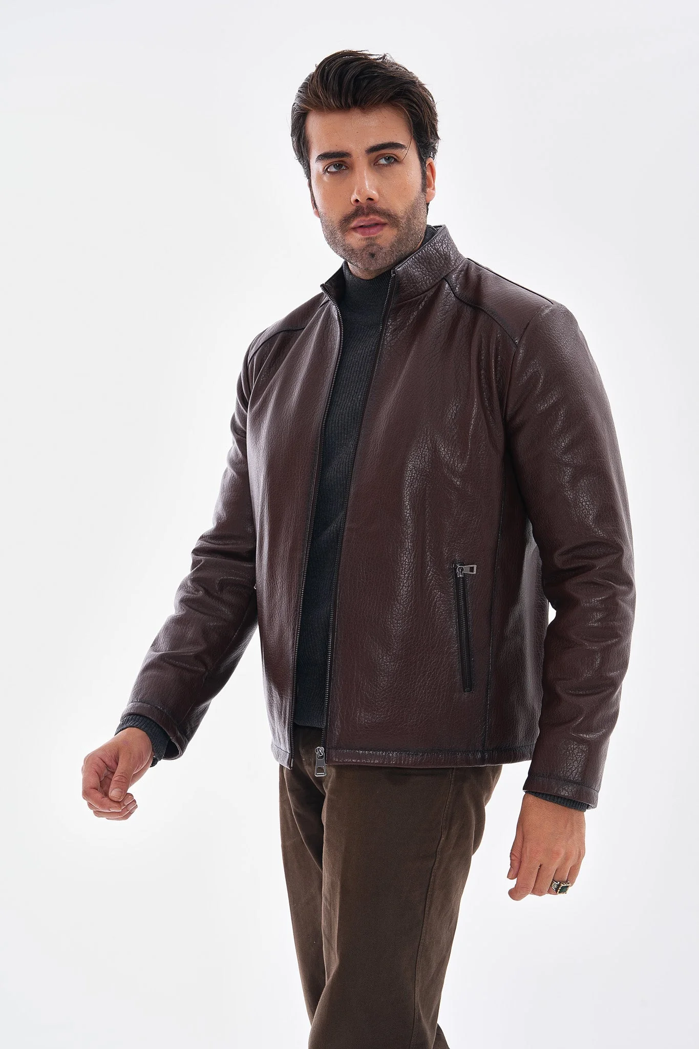 The Varden Chocolate Brown Leather Men Jacket - Image 6