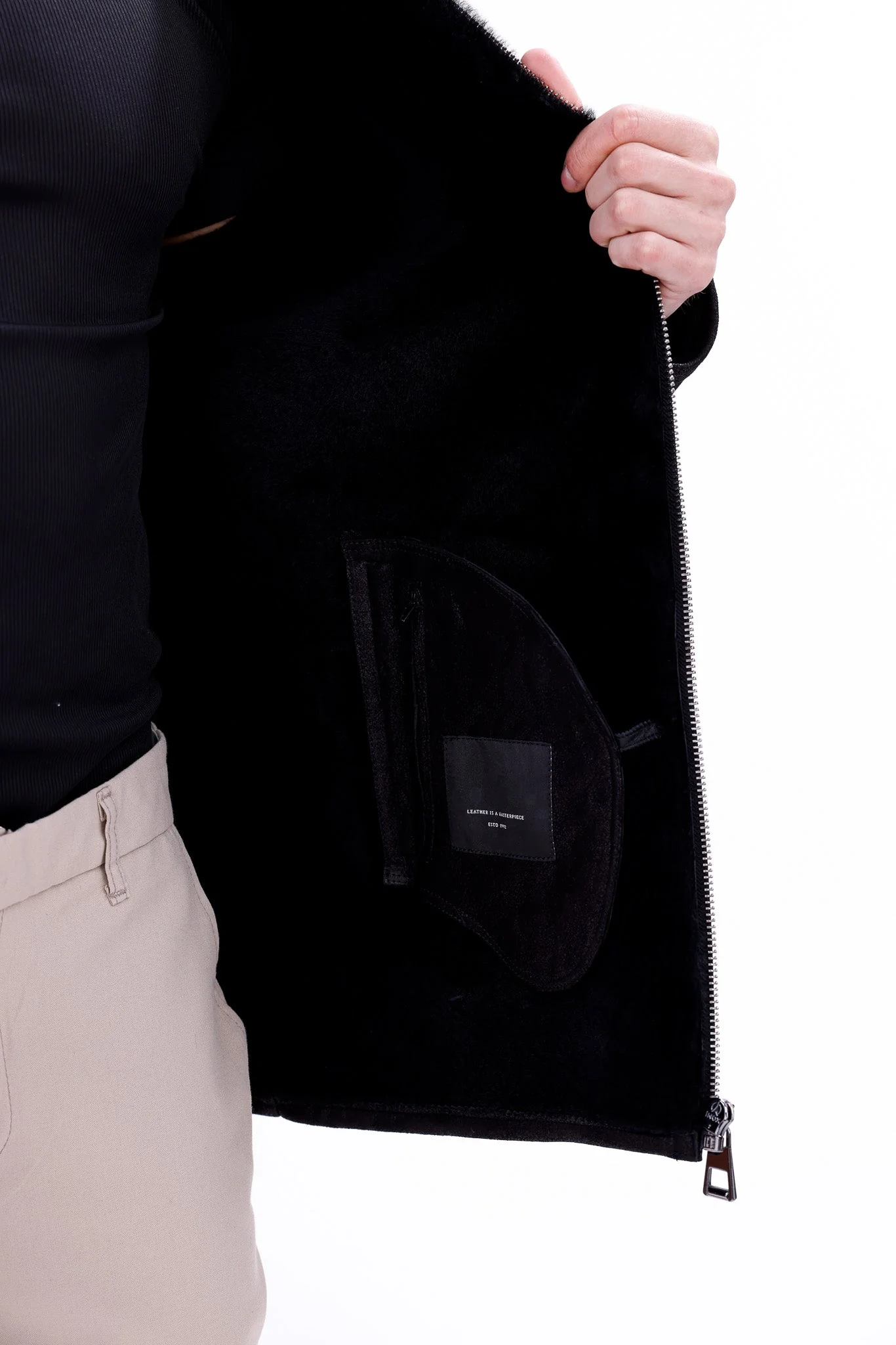 The Varese Black Shearling Men Jacket - Image 6