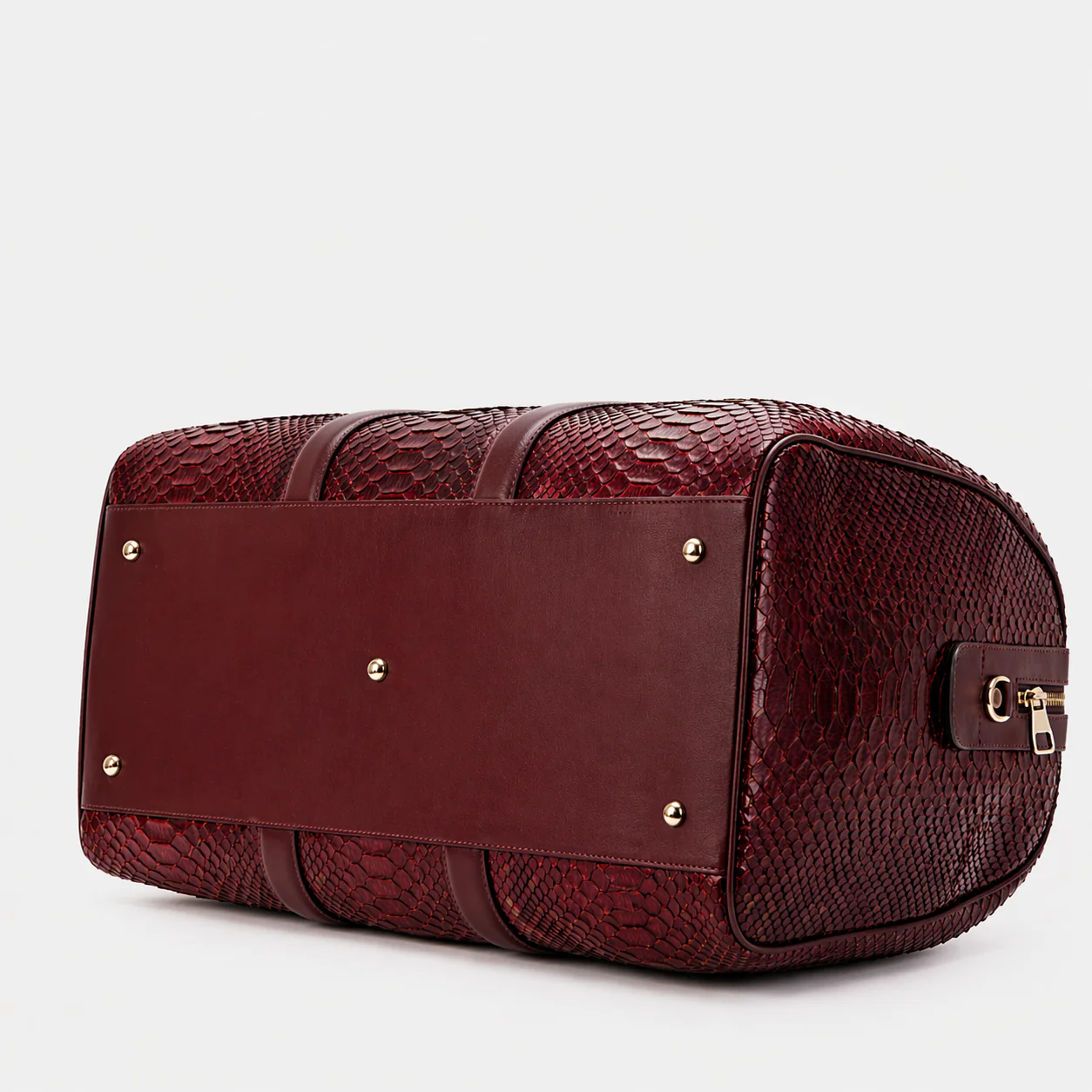The Velar Burgundy Hand-Painted Python Leather Weekender Bag - Image 5