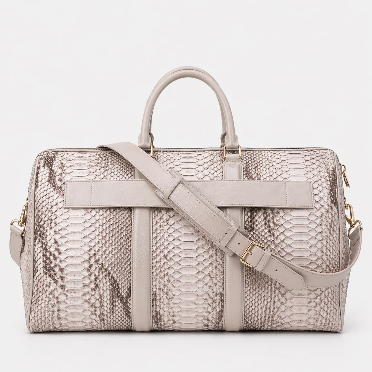 The Velar Nutural  Hand-Painted Python Leather Weekender Bag - Image 2