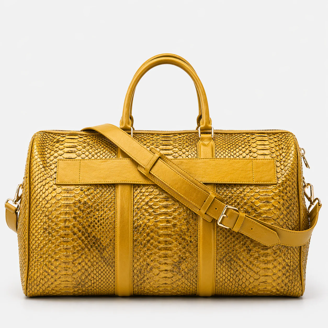 The Velar Yellow  Hand-Painted Python Leather Weekender Bag - Image 2