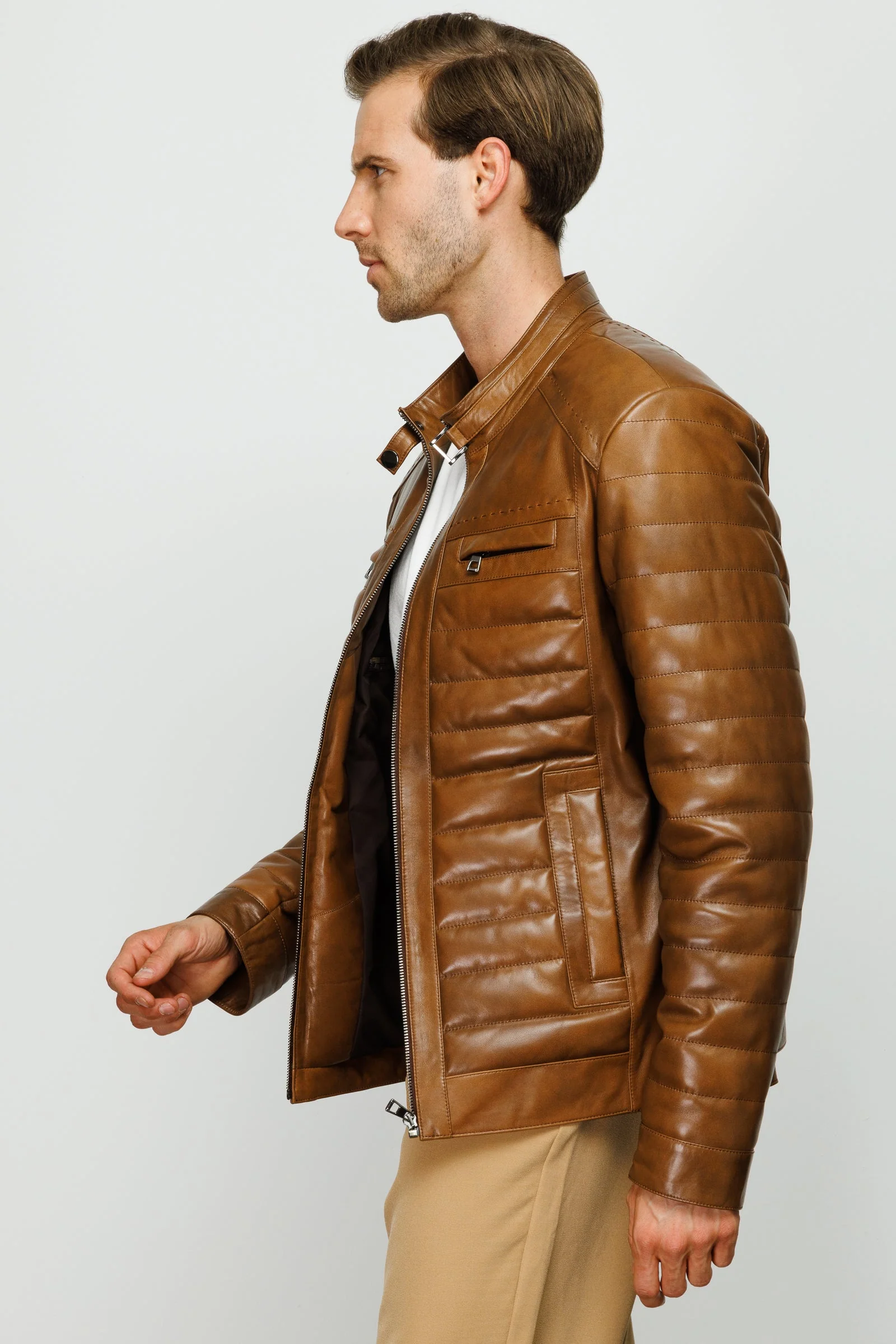 The Wilkerson Tan Leather Men Jacket - Image 2